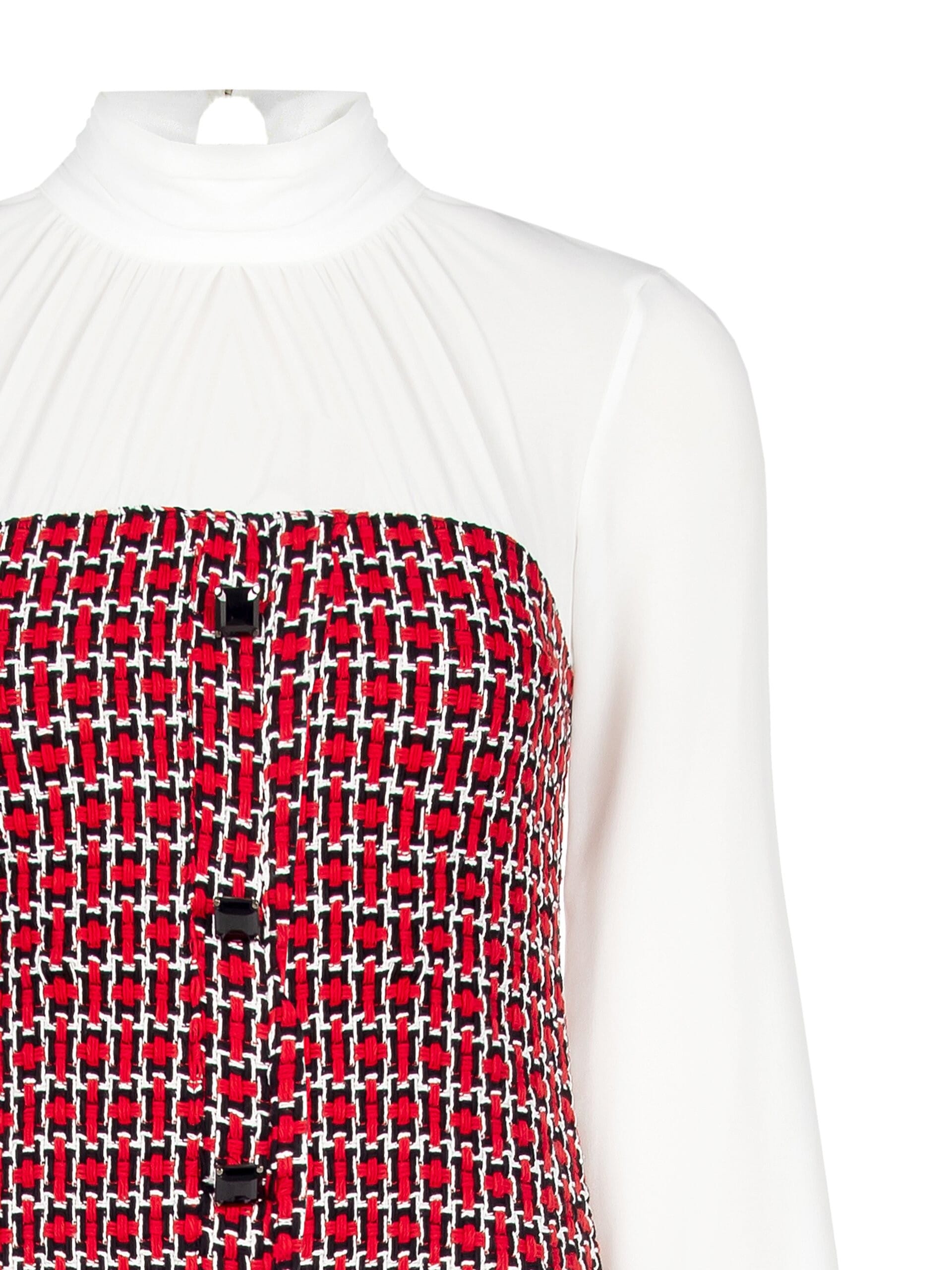 Short Tweed Sheath Dress With Lurex And Georgette Rinascimento