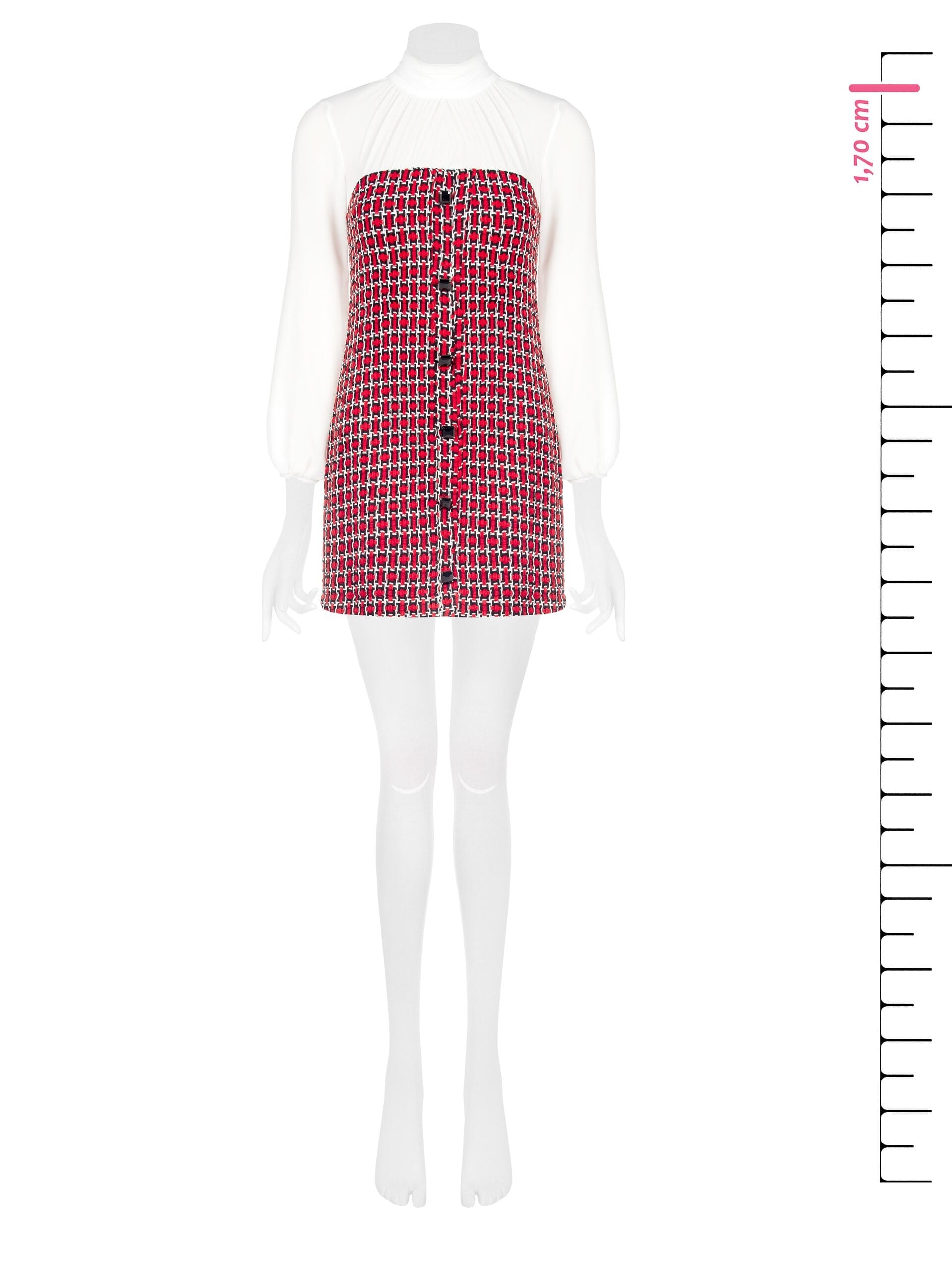 Short Tweed Sheath Dress With Lurex And Georgette Rinascimento