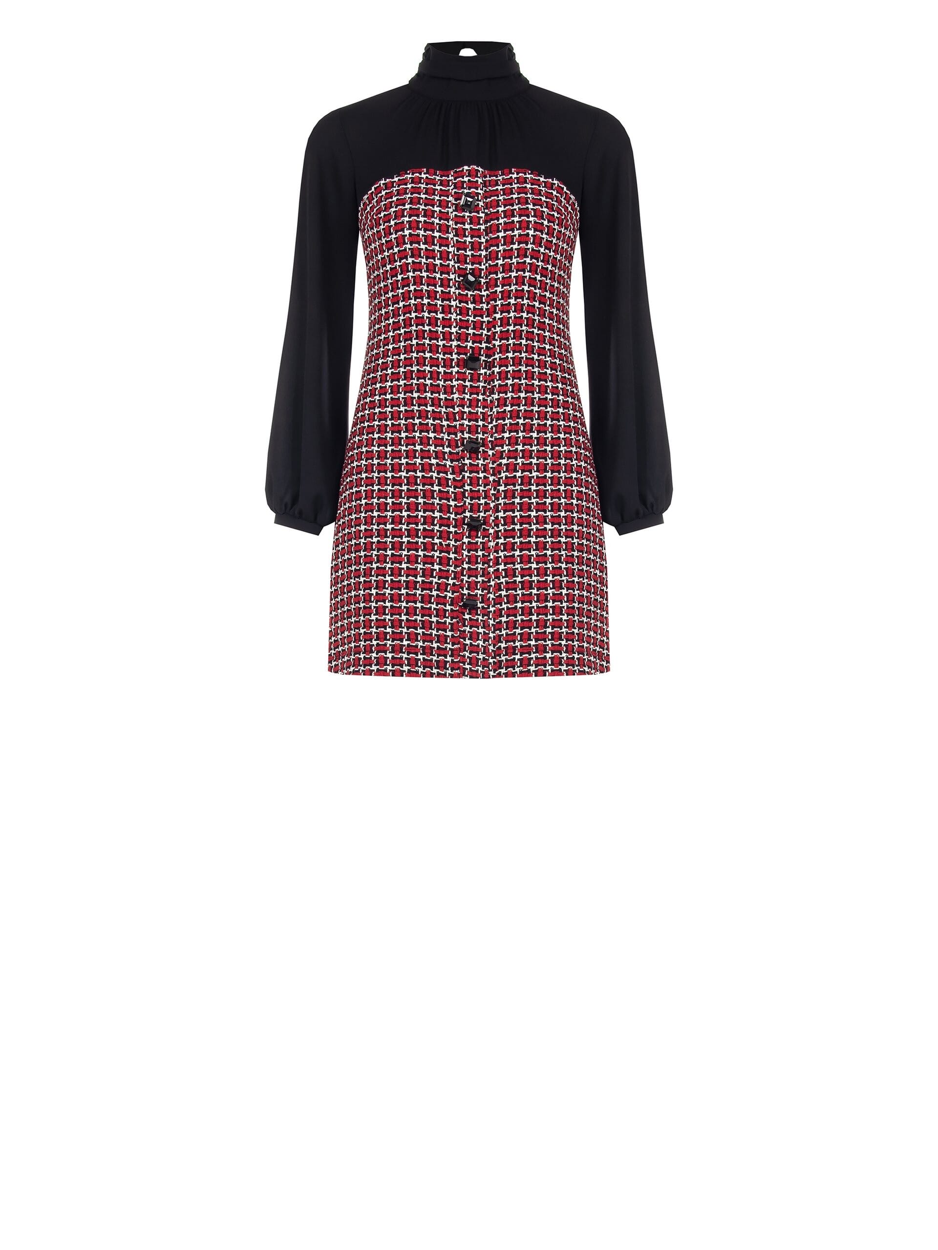 Short Tweed Sheath Dress With Lurex And Georgette Rinascimento