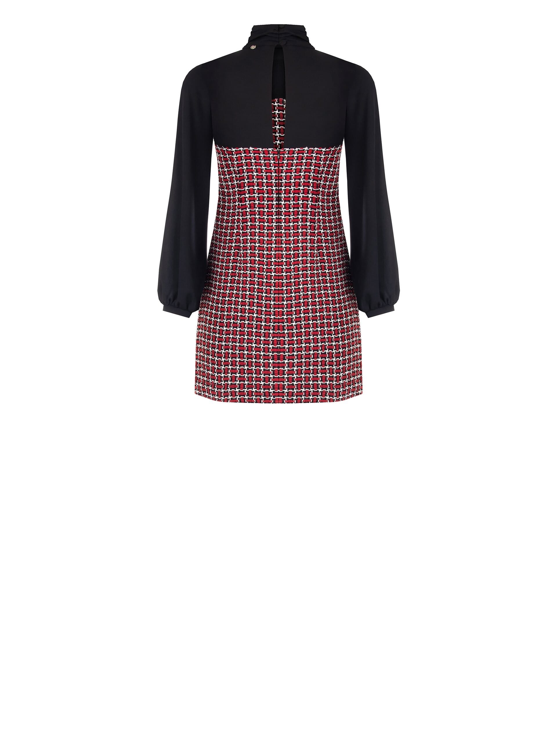 Short Tweed Sheath Dress With Lurex And Georgette Rinascimento