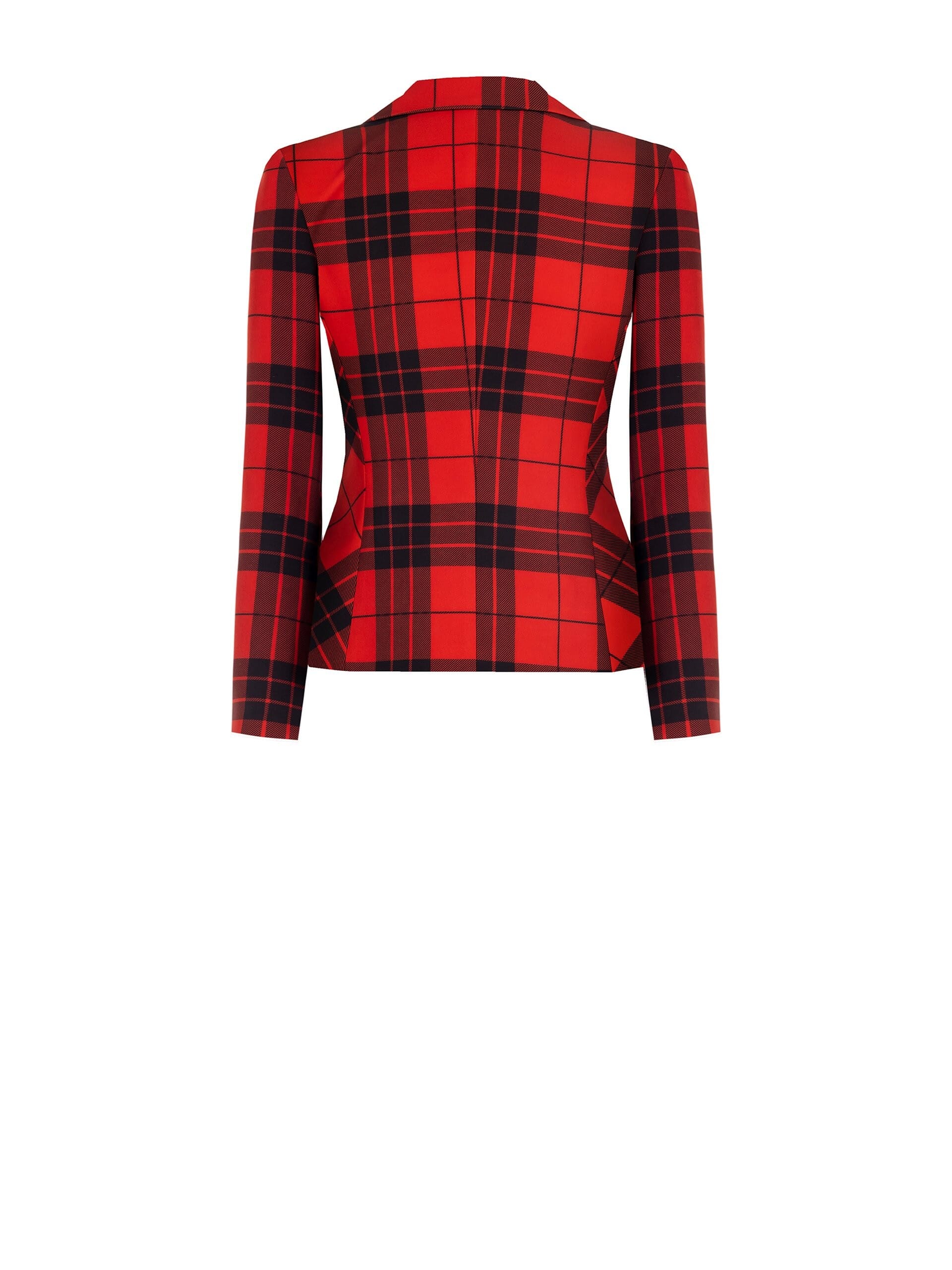 Giacca Blazer Corta Sfiancata Tartan E Bottoni Oro Rinascimento