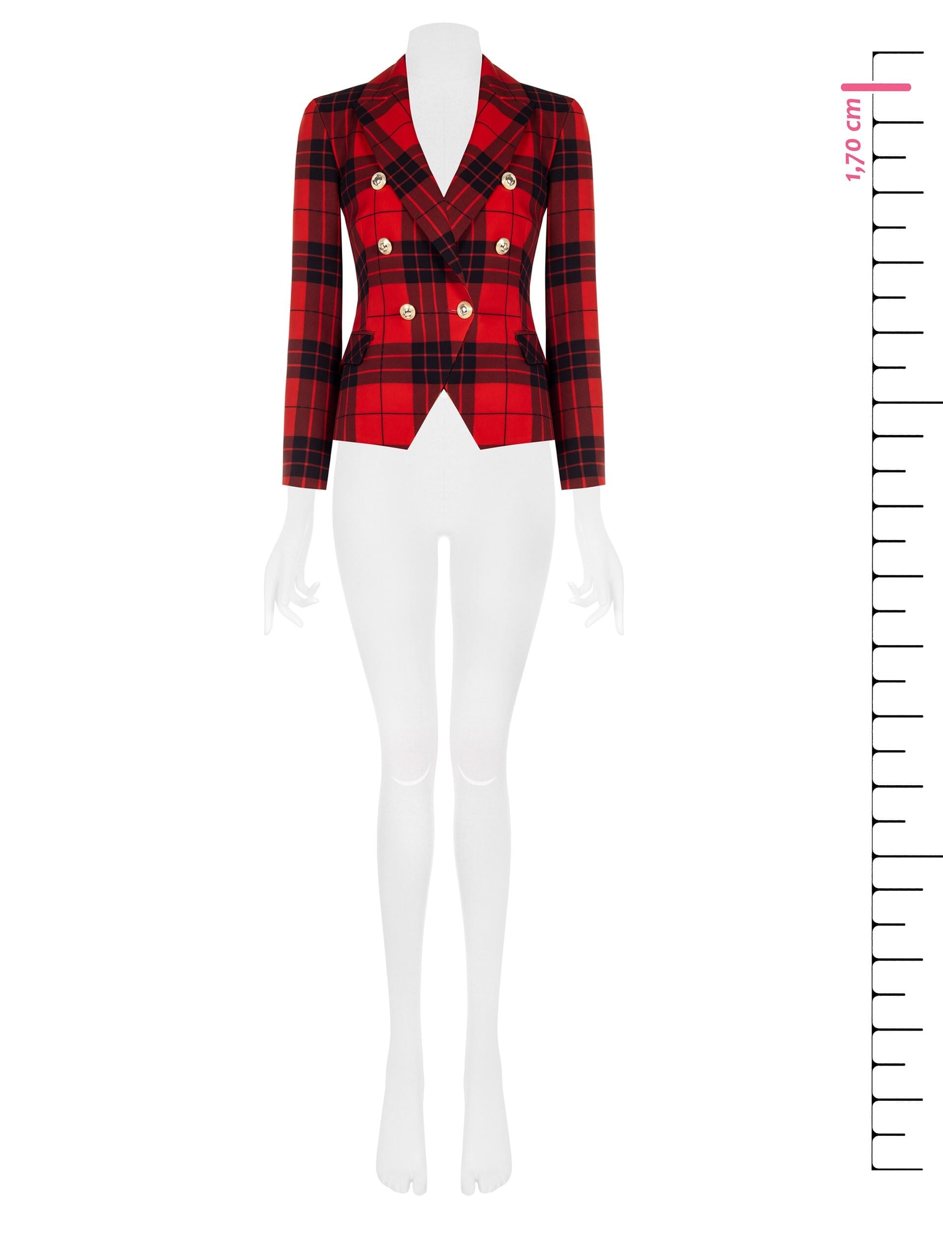 Giacca Blazer Corta Sfiancata Tartan E Bottoni Oro Rinascimento