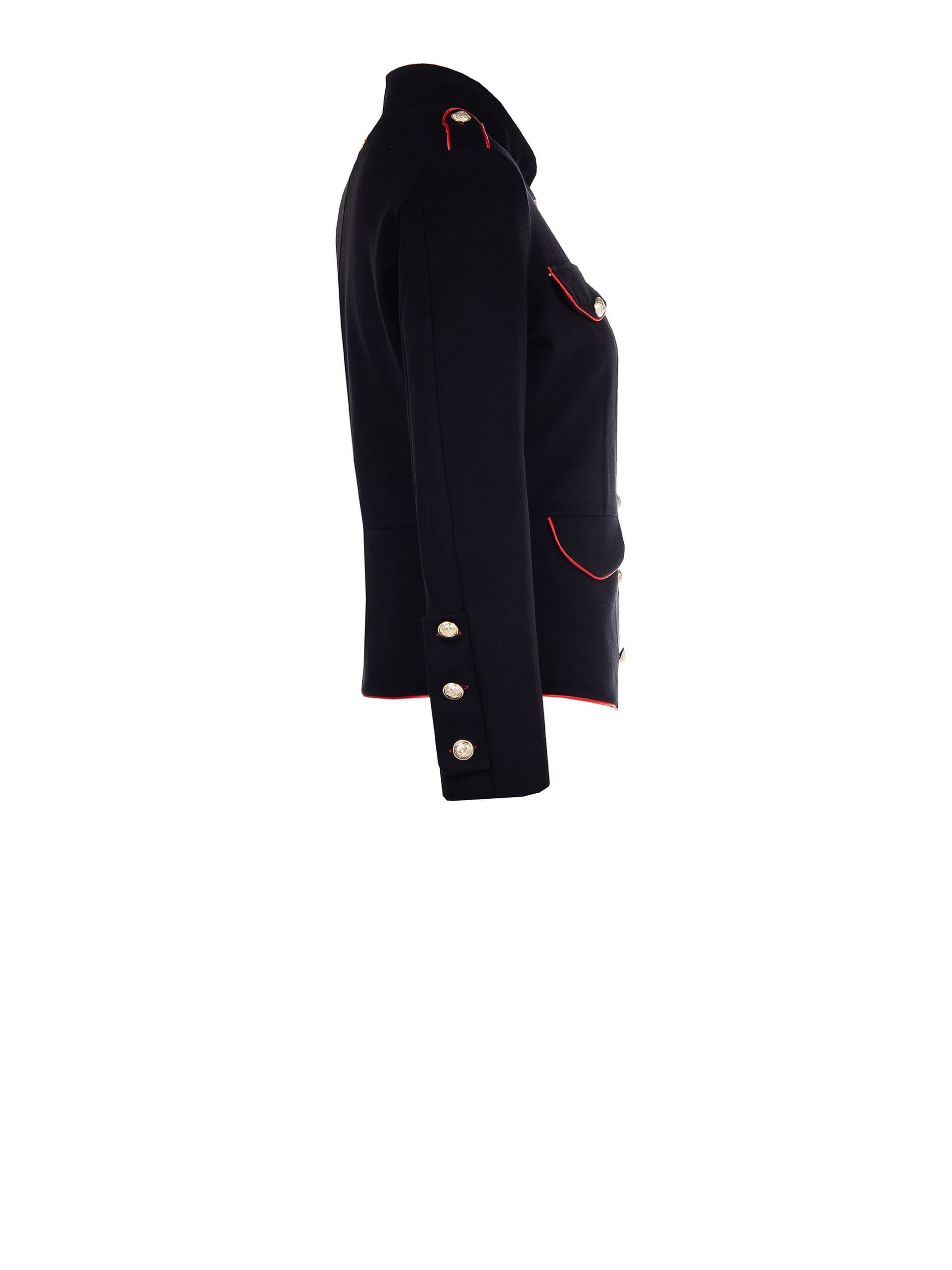 Short Pleated Jacket With Piping And Gold Buttons Rinascimento
