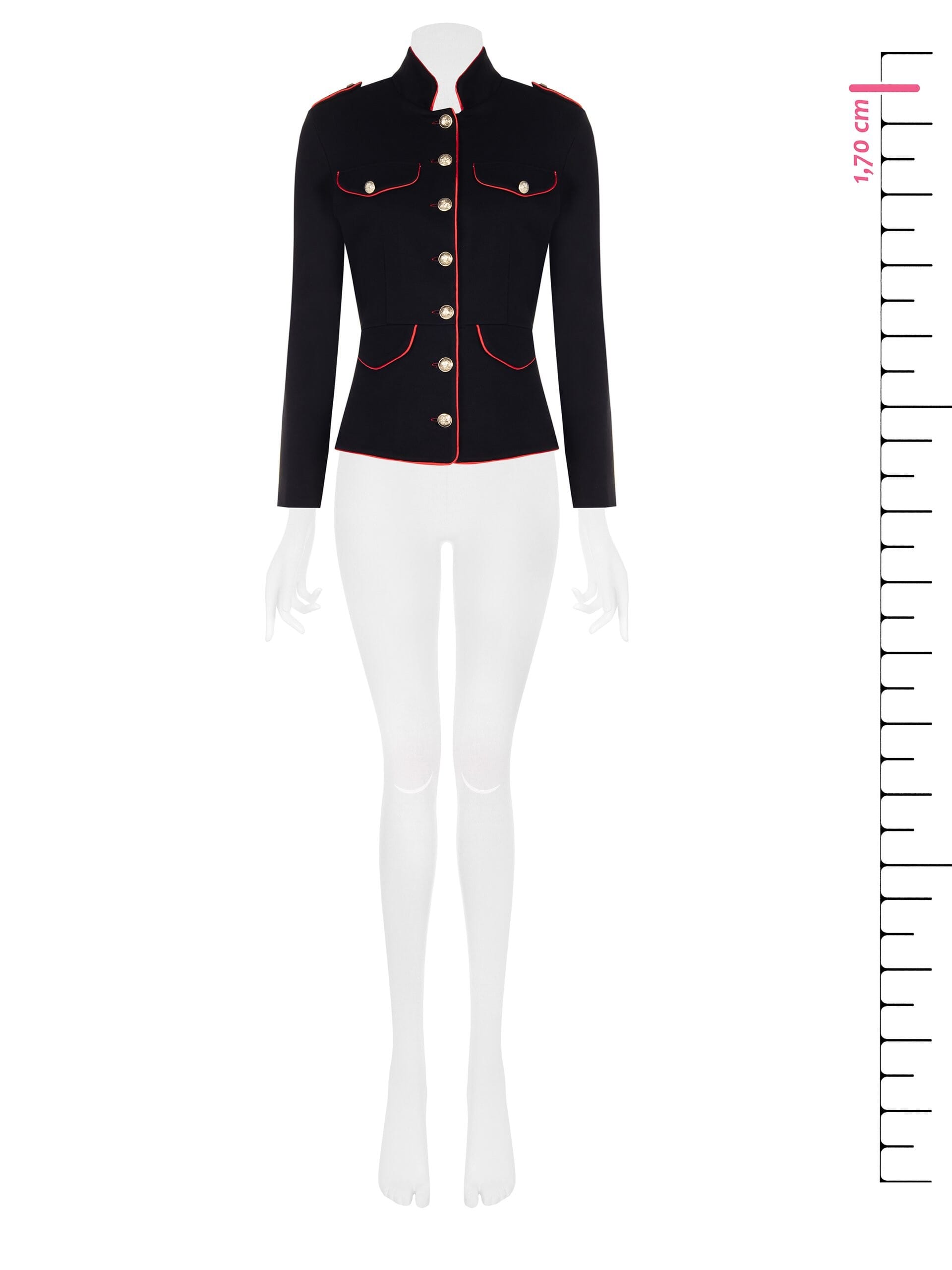 Short Pleated Jacket With Piping And Gold Buttons Rinascimento