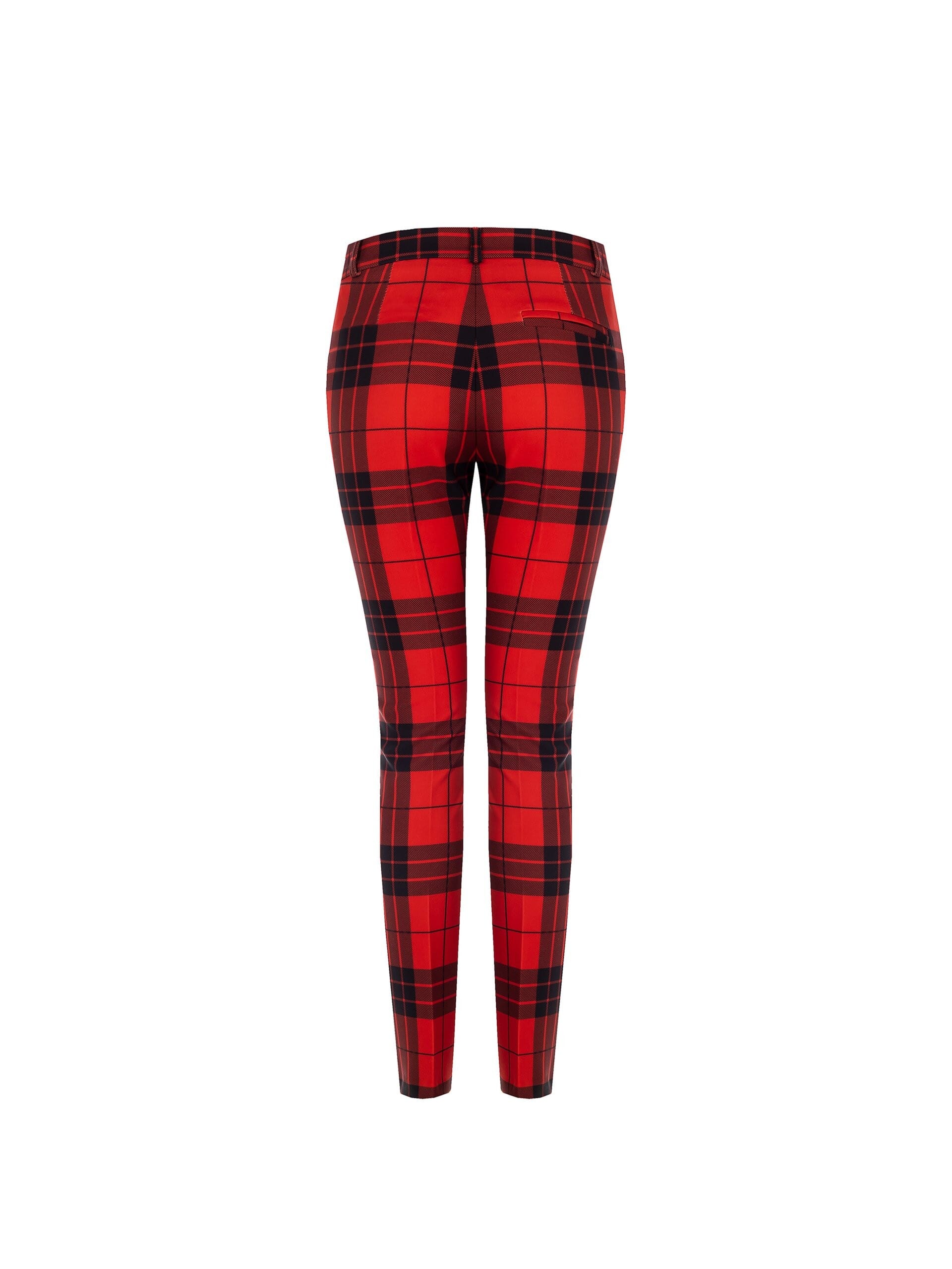 Pantaloni Skinny Cropped Tartan Con Bottone Oro Rinascimento