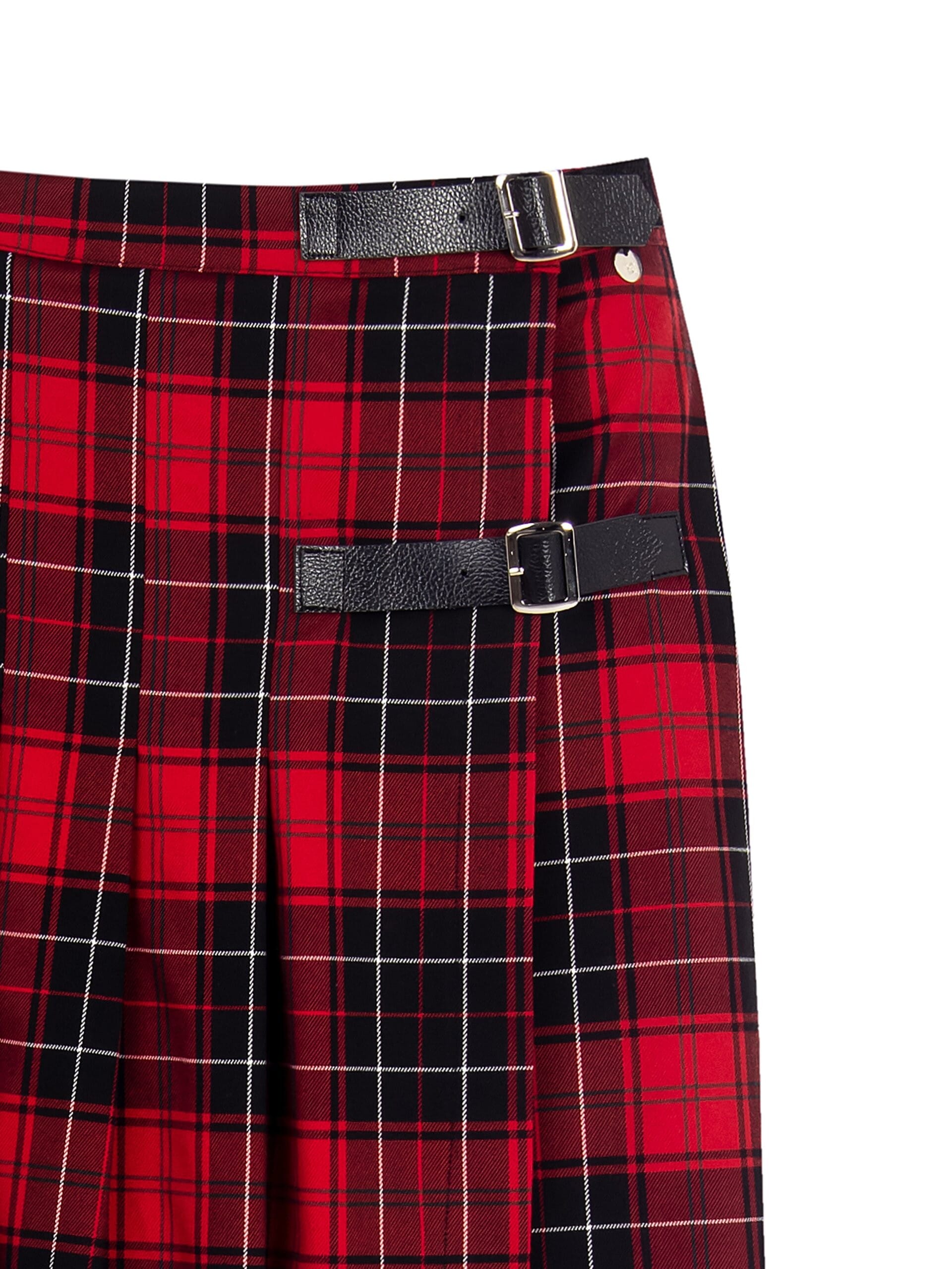 Gonna Lunga Tartan A Portafoglio E Pieghe Con Cinturini In Similpelle Rinascimento