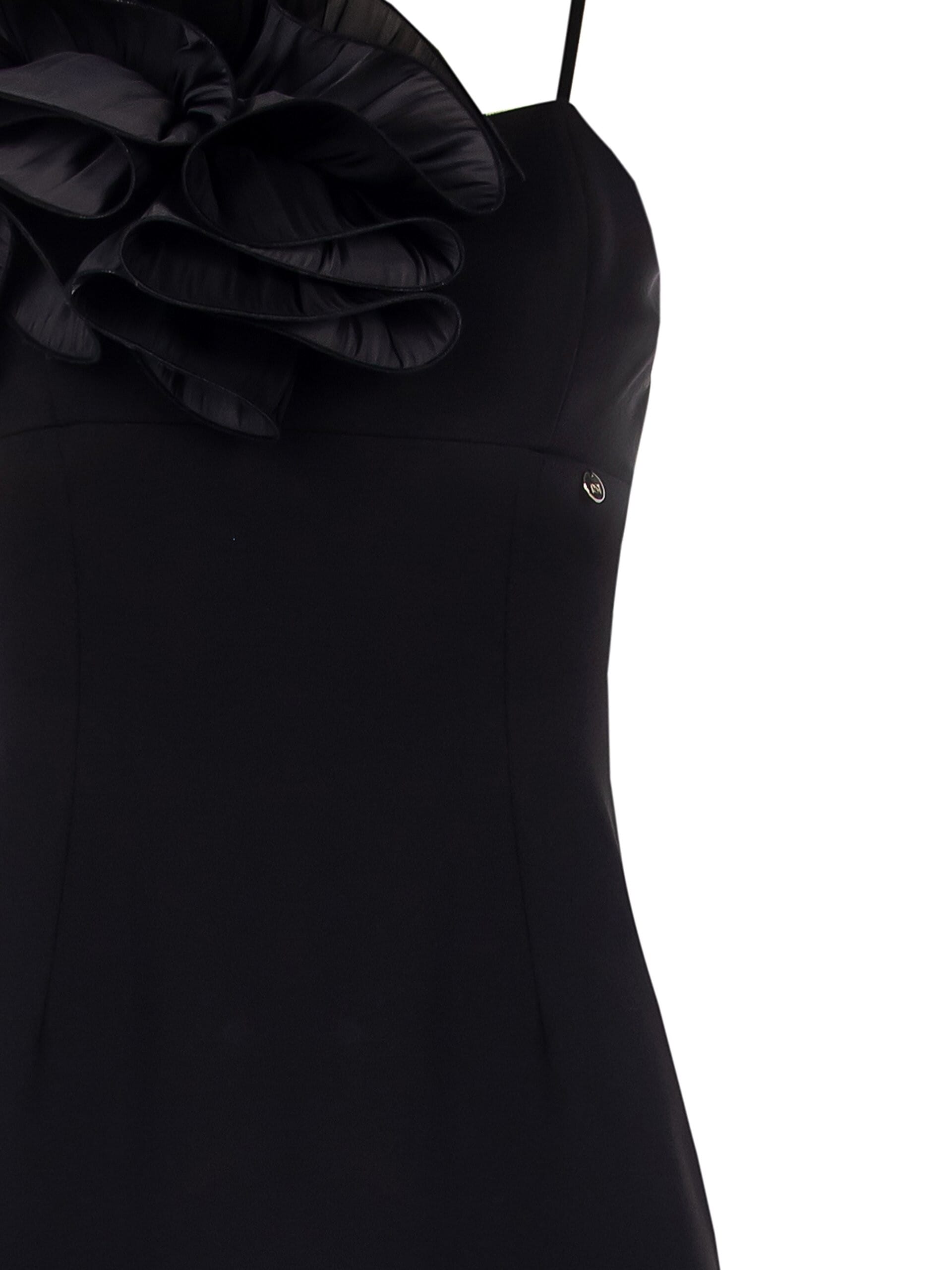 Abito Corto A Tubino In Crepe Con Maxi Fiore In Organza Rinascimento