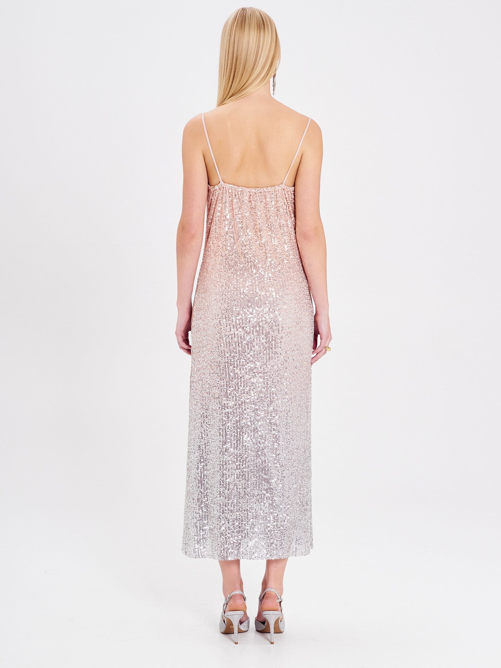 Abito Lungo Sottoveste Ricoperto Di Paillettes Sfumate Rinascimento