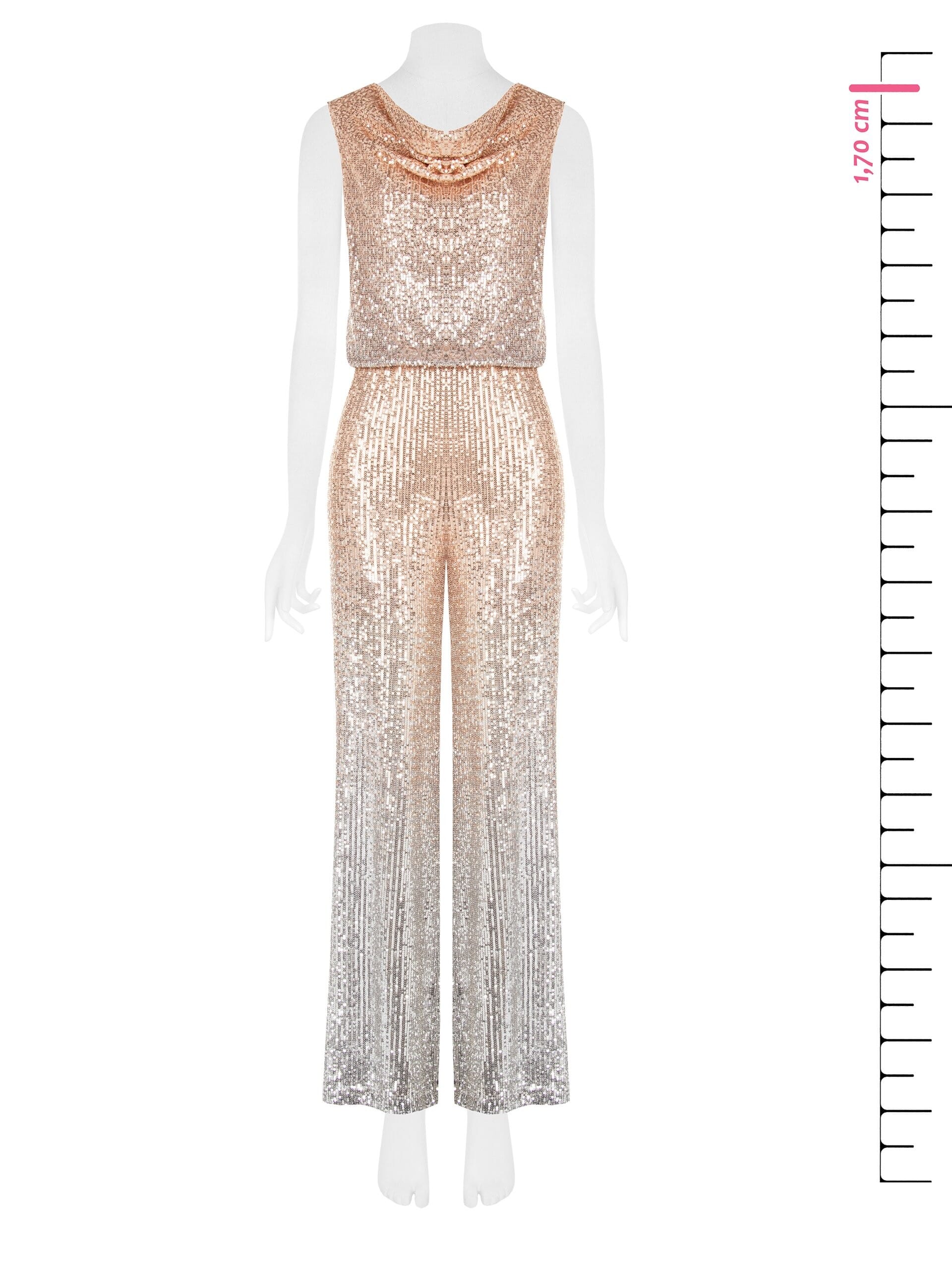 Tuta Intera Dritta Ricoperta Di Paillettes Sfumate Con Cut-Out Dietro Rinascimento