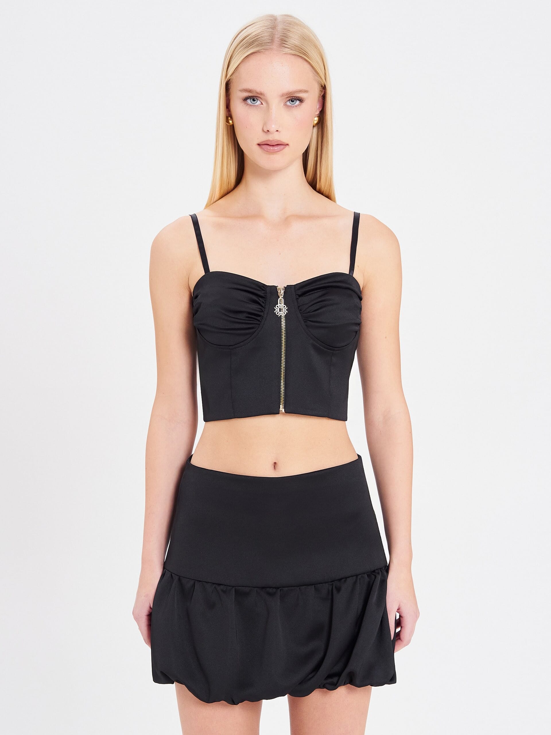 Crop Top Bustier In Raso Rinascimento