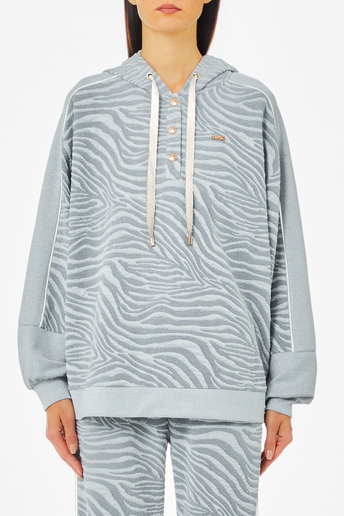 Felpa Jacquard Con Cappuccio Liu Jo