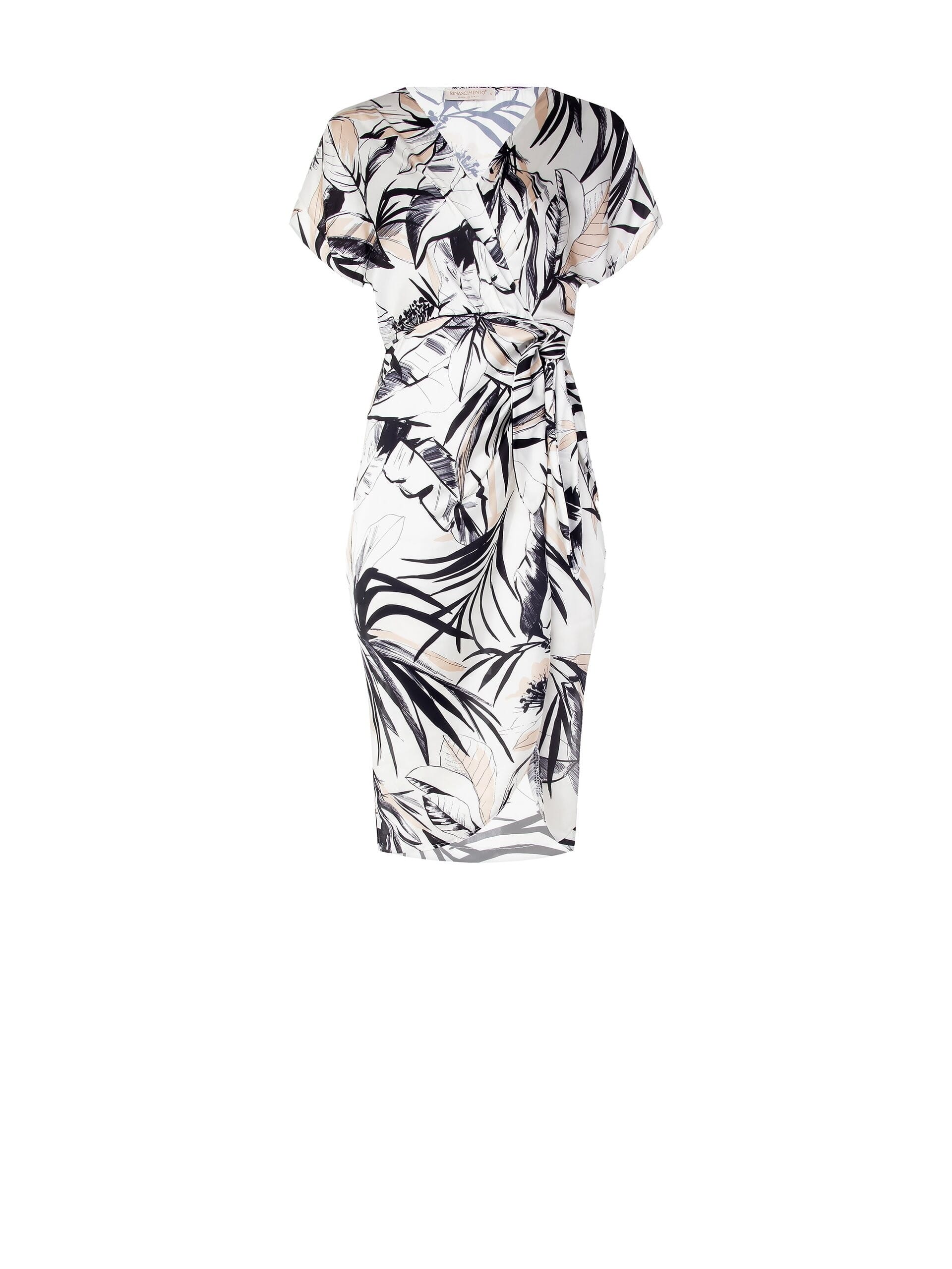 Abito A Portafoglio In Raso Con Nodo E Scollo Incrociato Rinascimento