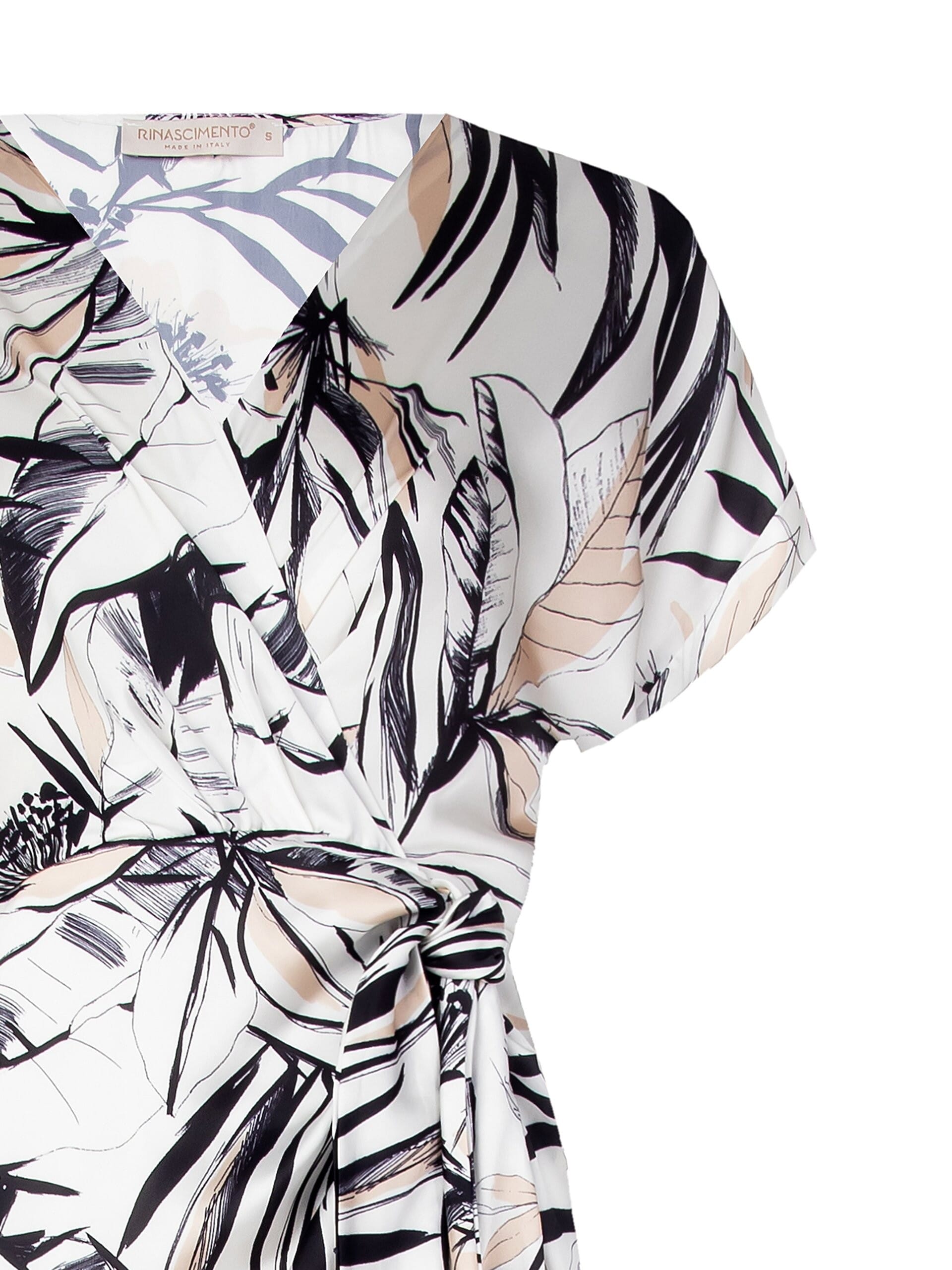 Abito A Portafoglio In Raso Con Nodo E Scollo Incrociato Rinascimento