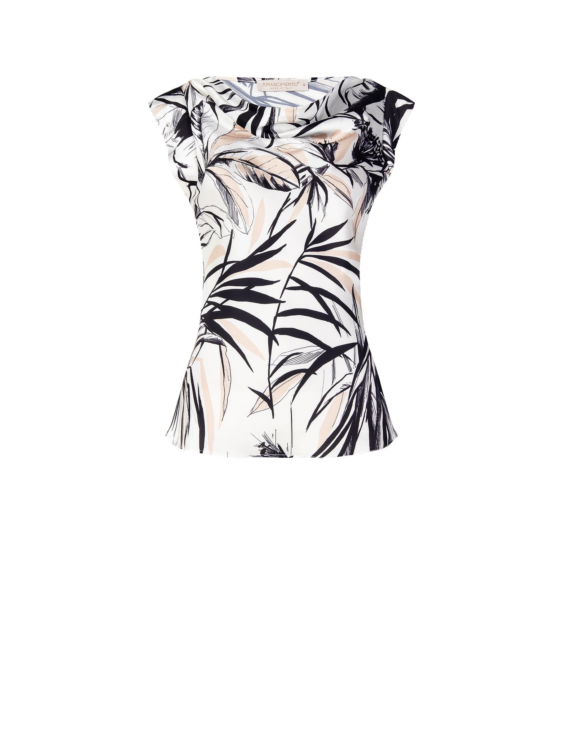 Blusa Sfiancata In Raso Con Scollo Ad Anello Rinascimento