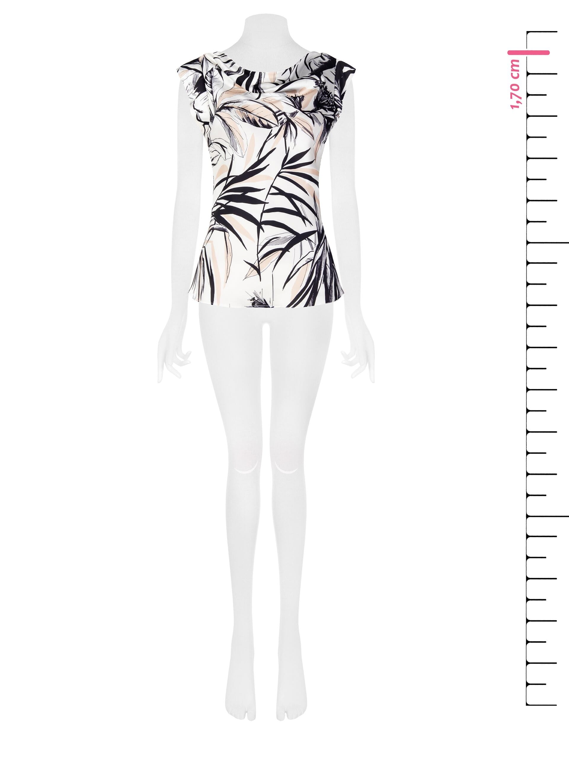 Blusa Sfiancata In Raso Con Scollo Ad Anello Rinascimento