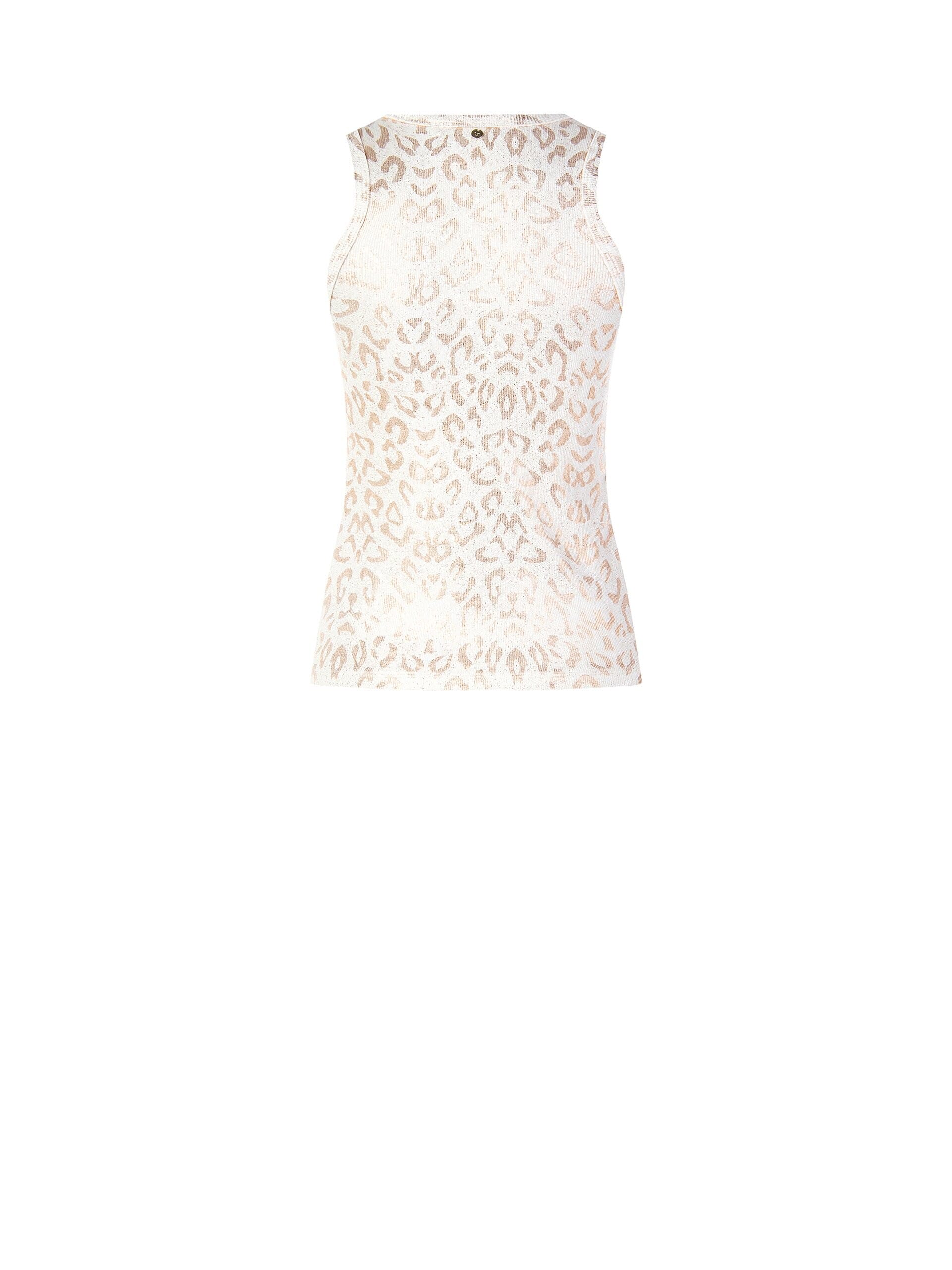 Top Aderente A Costine In Cotone Con Pattern Maculato Laminato Rinascimento