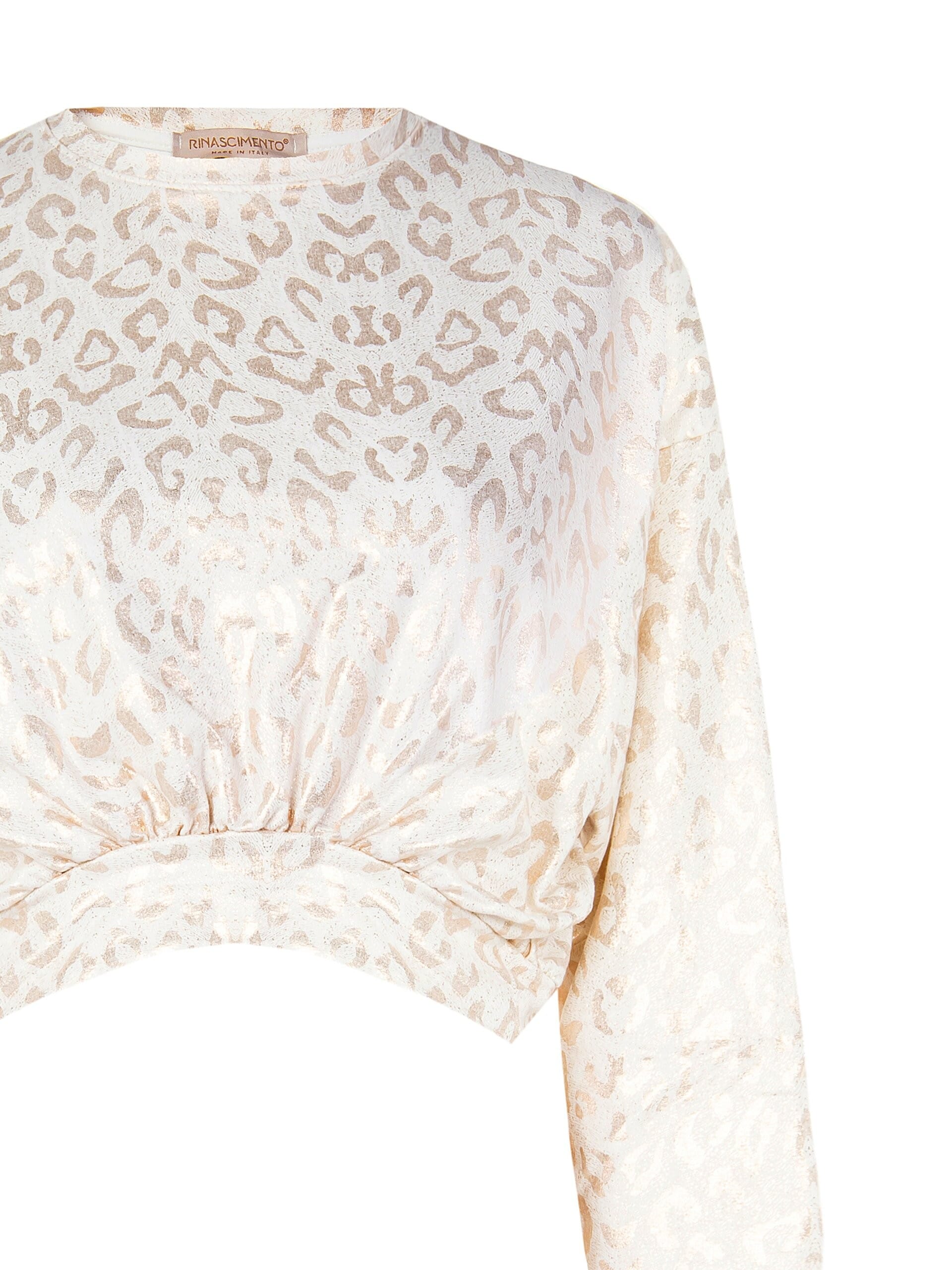 Felpa Corta A Palloncino In Cotone Con Pattern Maculato Laminato Rinascimento