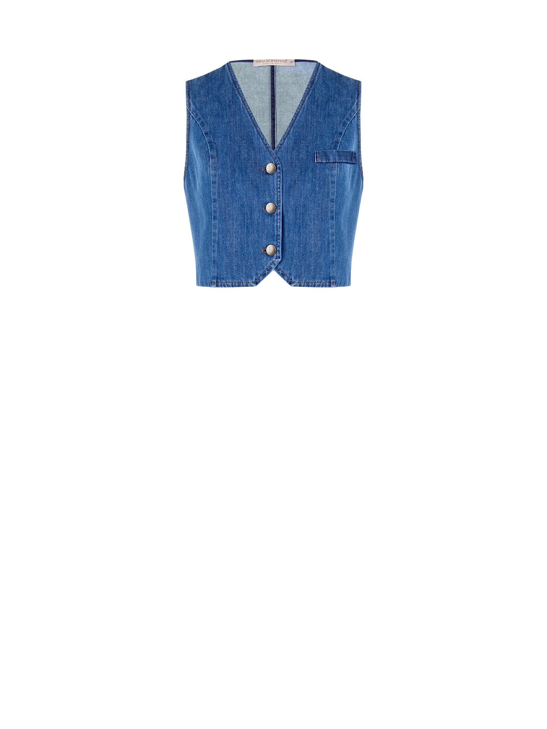Gilet Corto In Denim Rinascimento