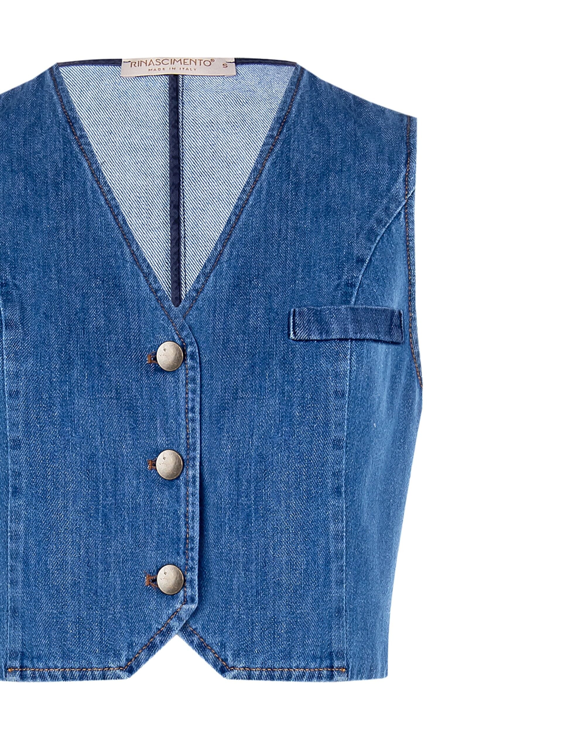 Gilet Corto In Denim Rinascimento