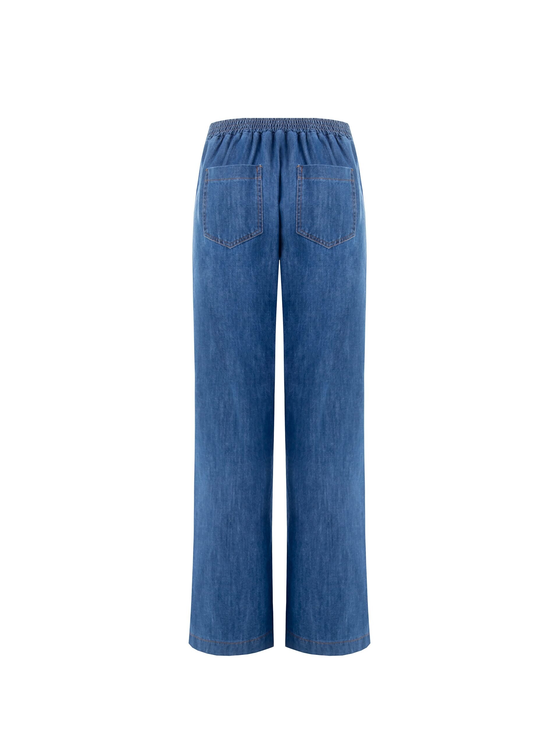 Straight Denim Trousers With Elastic Back Pockets Rinascimento