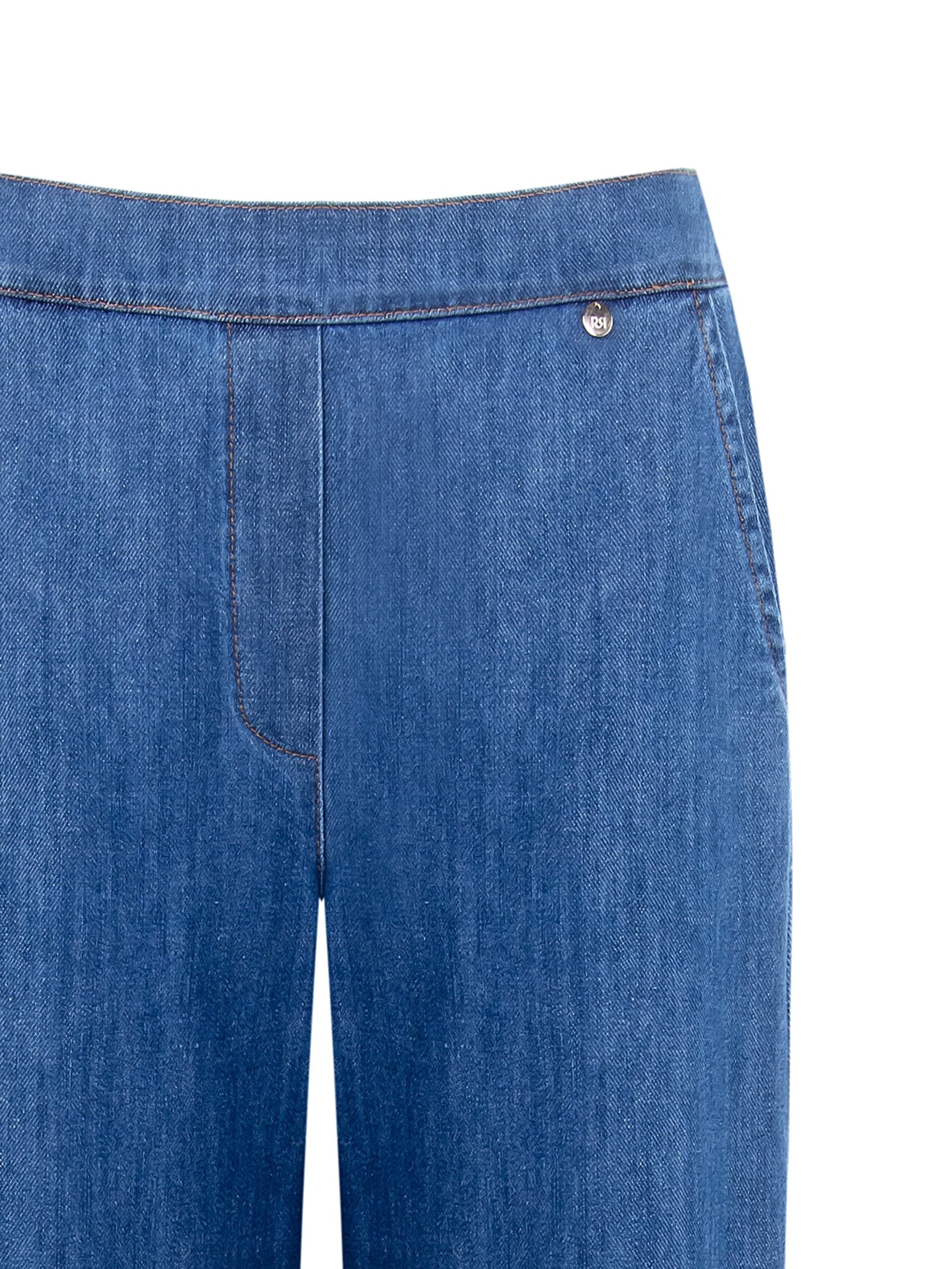 Straight Denim Trousers With Elastic Back Pockets Rinascimento