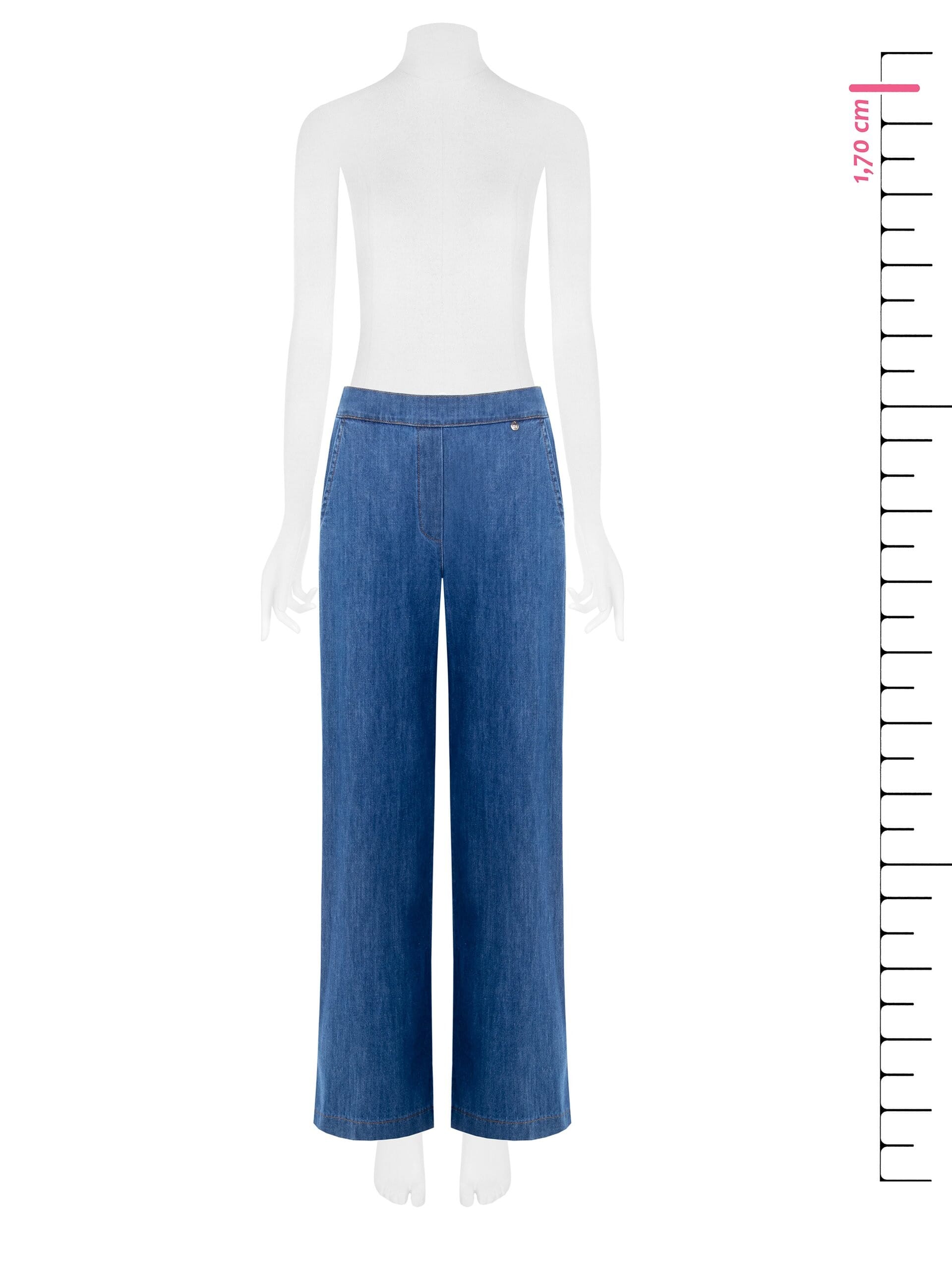 Straight Denim Trousers With Elastic Back Pockets Rinascimento