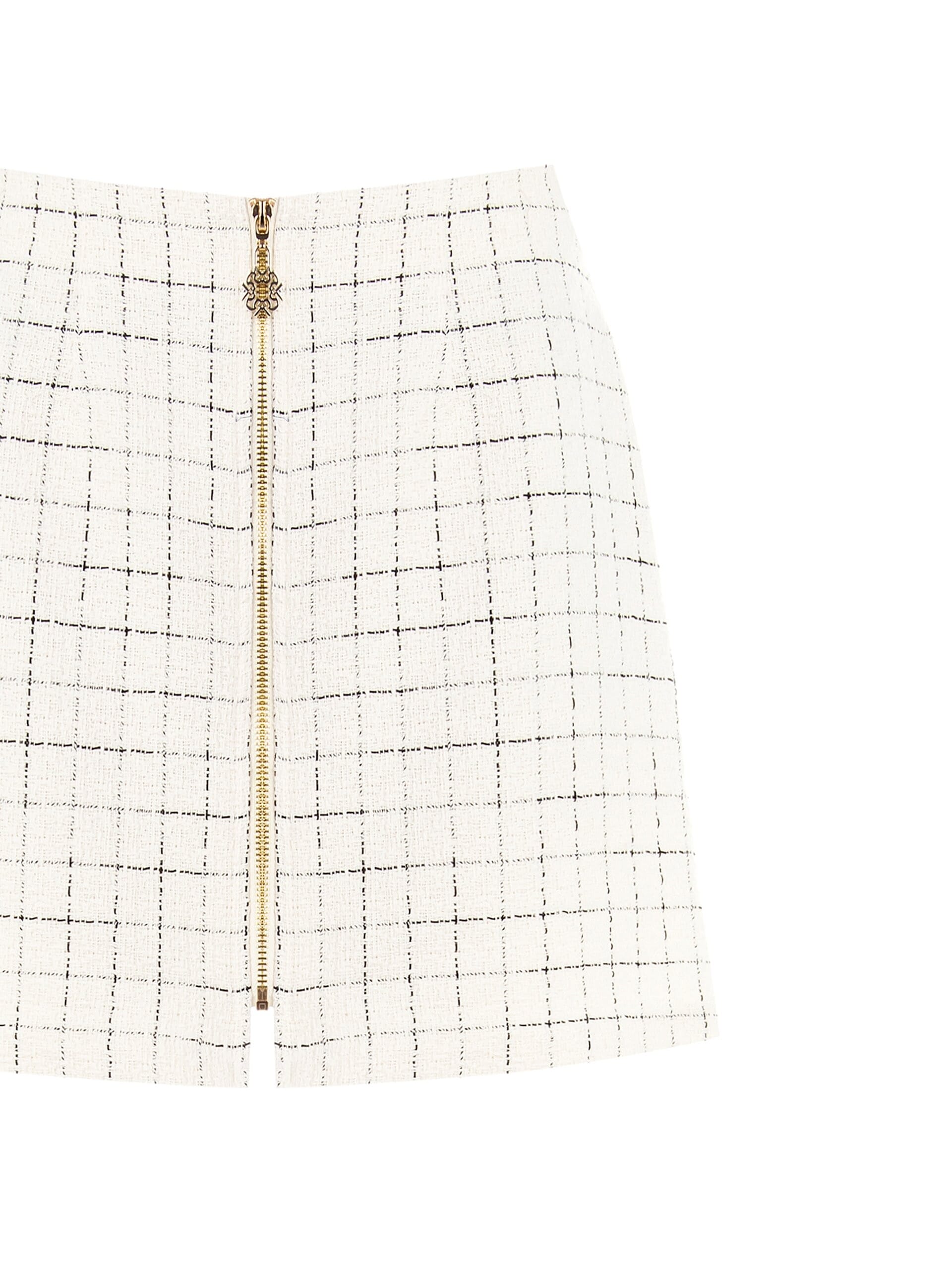 Minigonna A Trapezio In Tweed Con Zip Logo Rinascimento