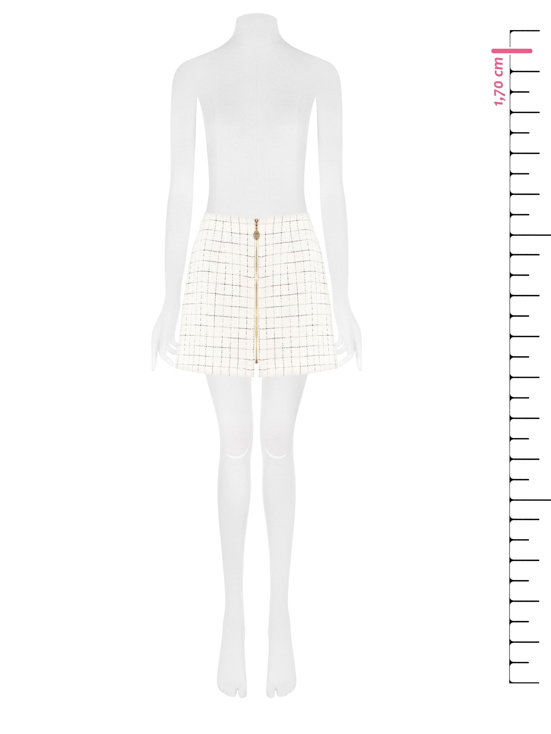 Minigonna A Trapezio In Tweed Con Zip Logo Rinascimento