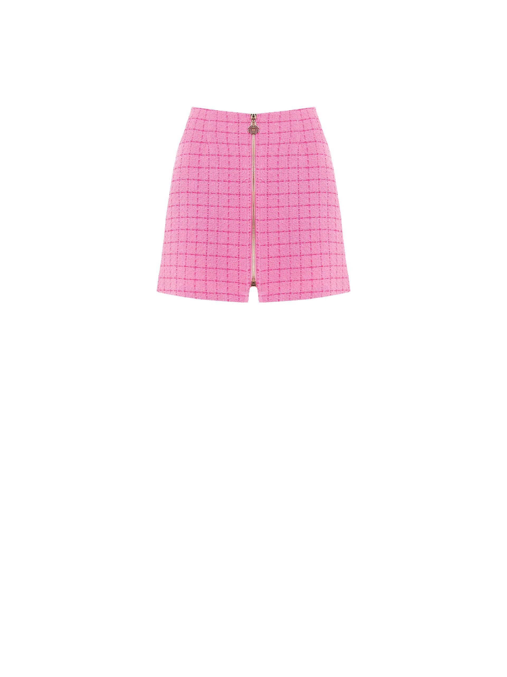 Minigonna A Trapezio In Tweed Con Zip Logo Rinascimento