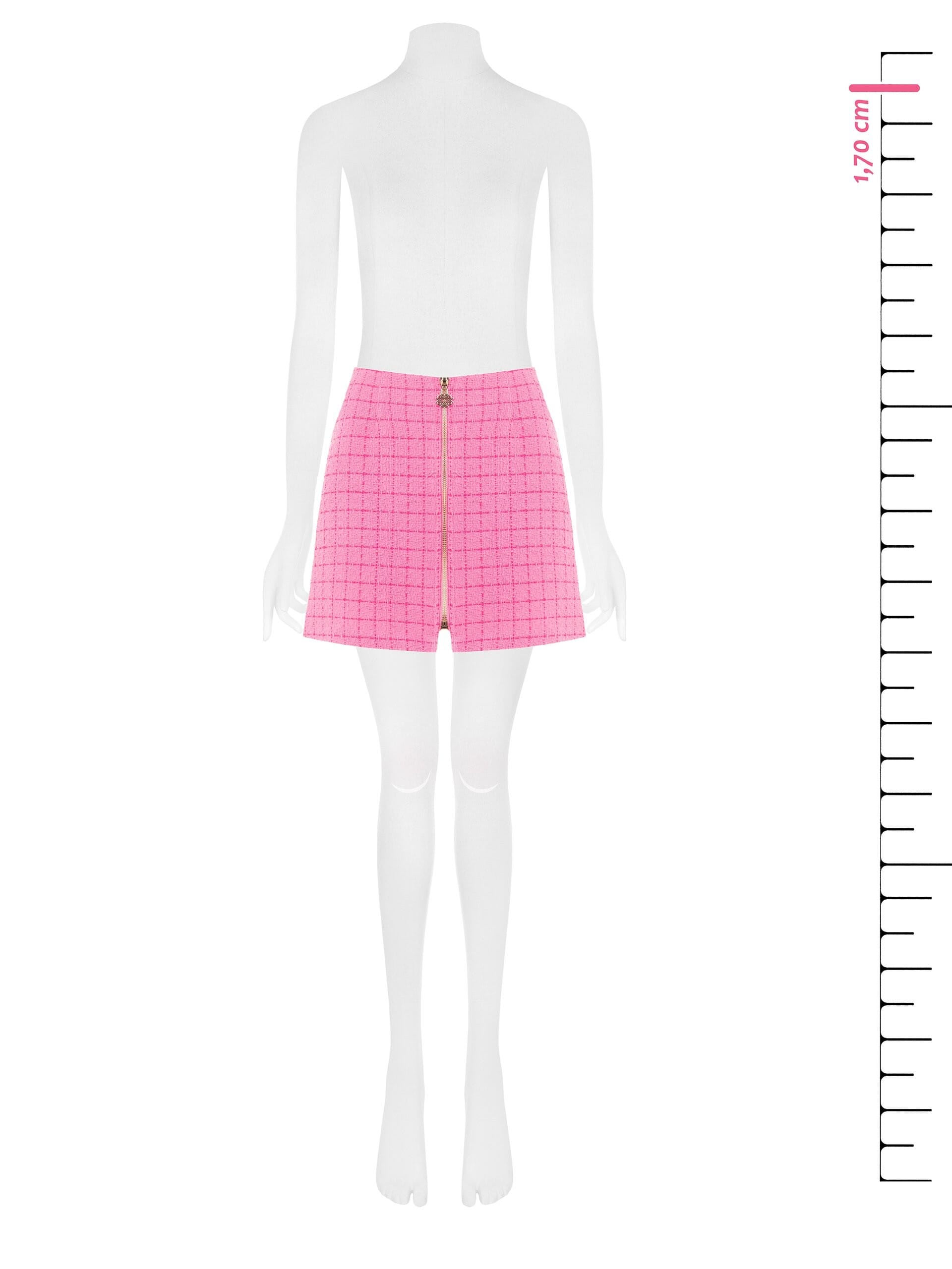 Minigonna A Trapezio In Tweed Con Zip Logo Rinascimento