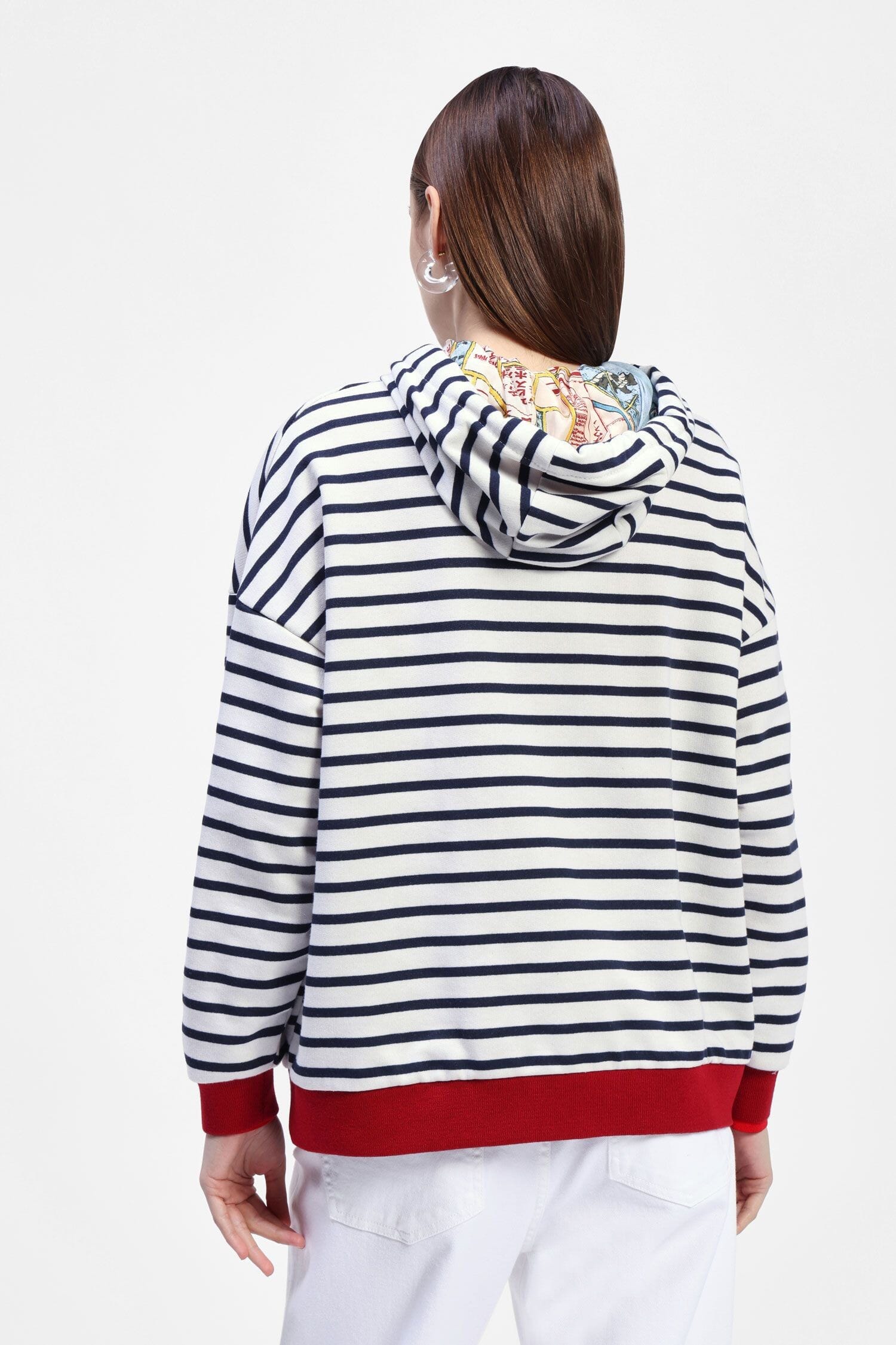 Felpa Con Cappuccio A Righe E Foulard Dixie