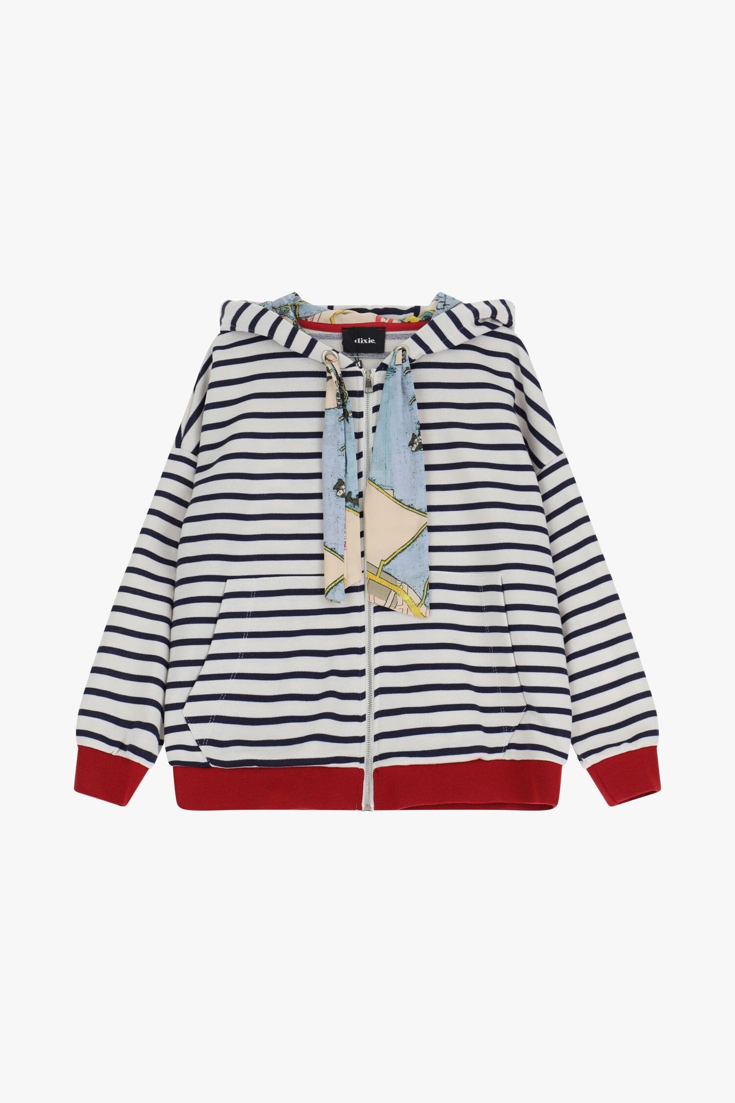 Felpa Con Cappuccio A Righe E Foulard Dixie