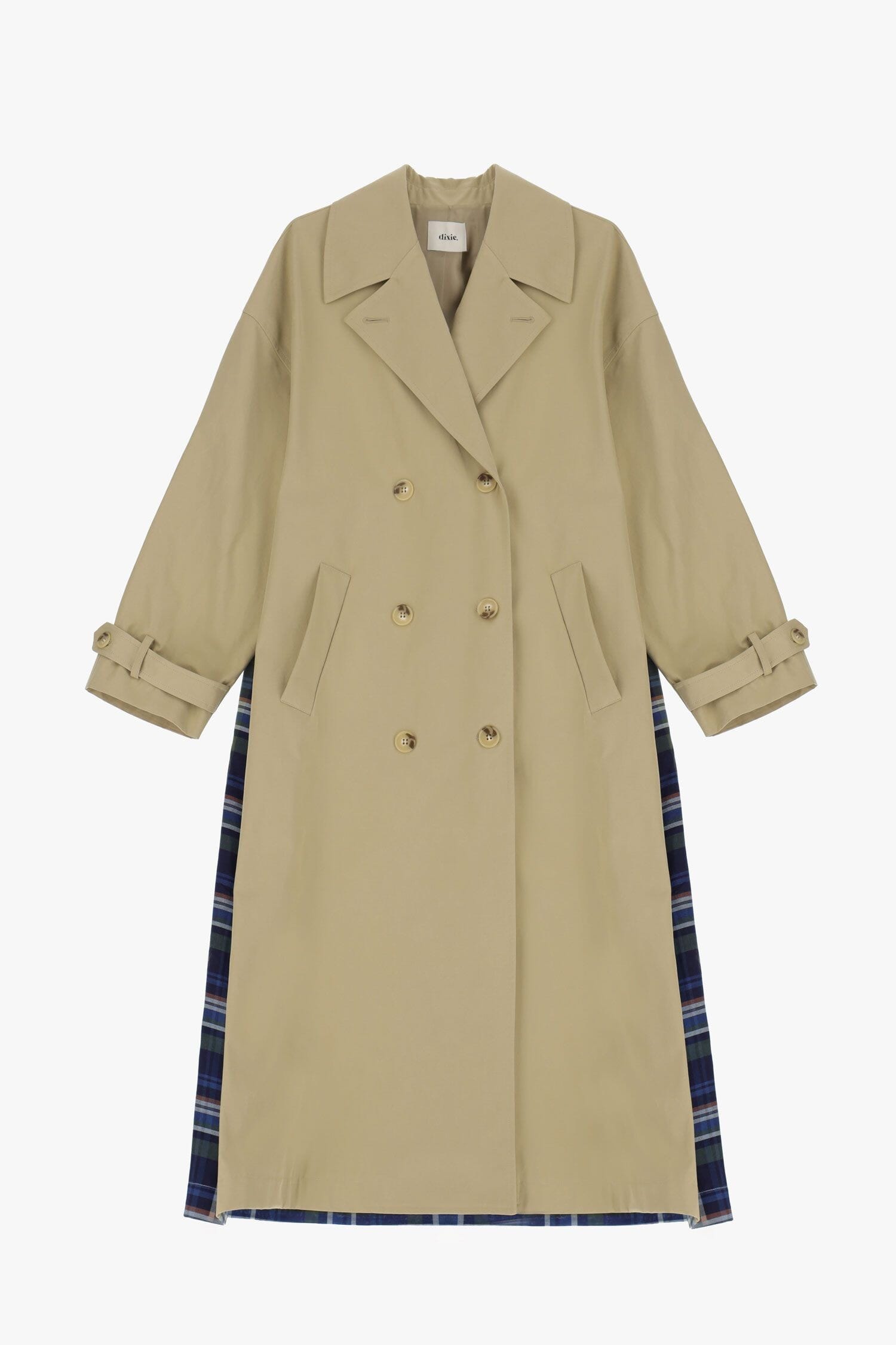 Trench Lungo Doppiopetto Con Cintura E Inserto Tartan Dixie
