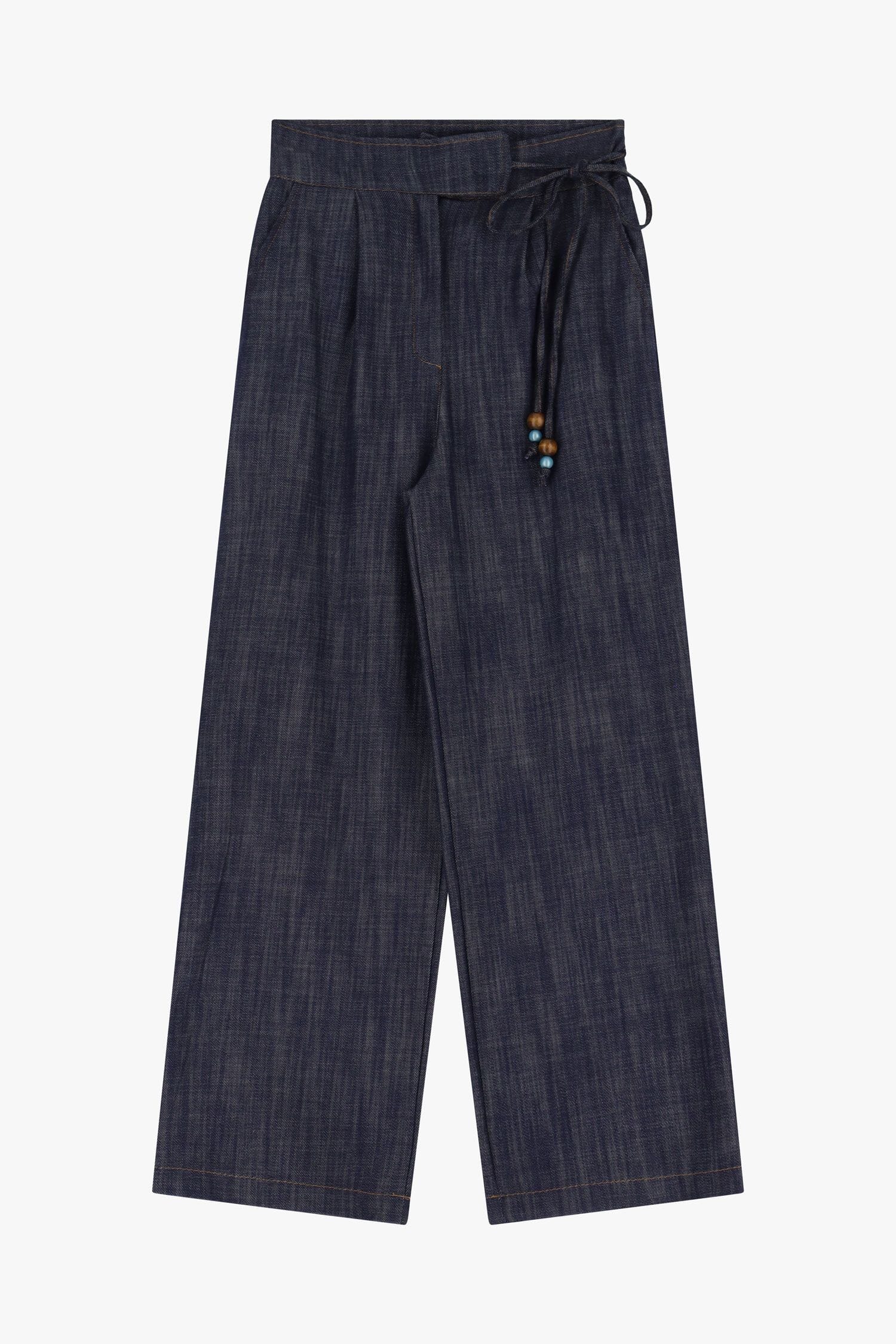 Dixie Chambray High Waisted Wide Leg Trousers