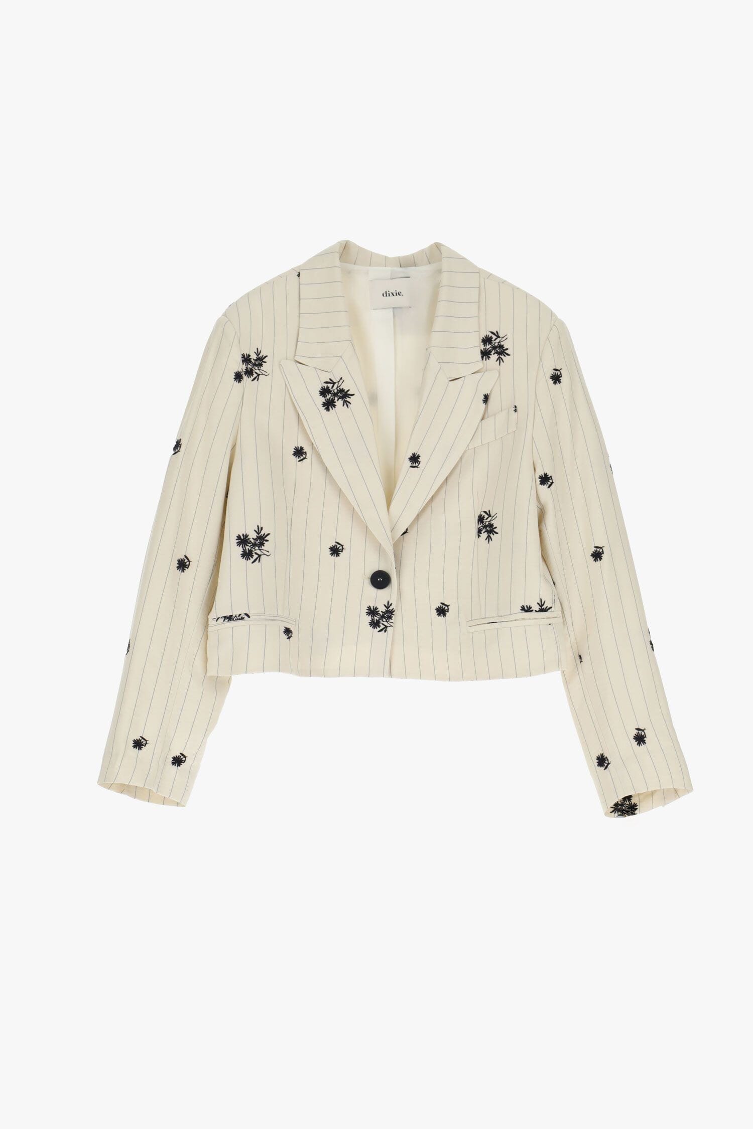 Blazer Corto Con Righe E Ricami Floreali Dixie