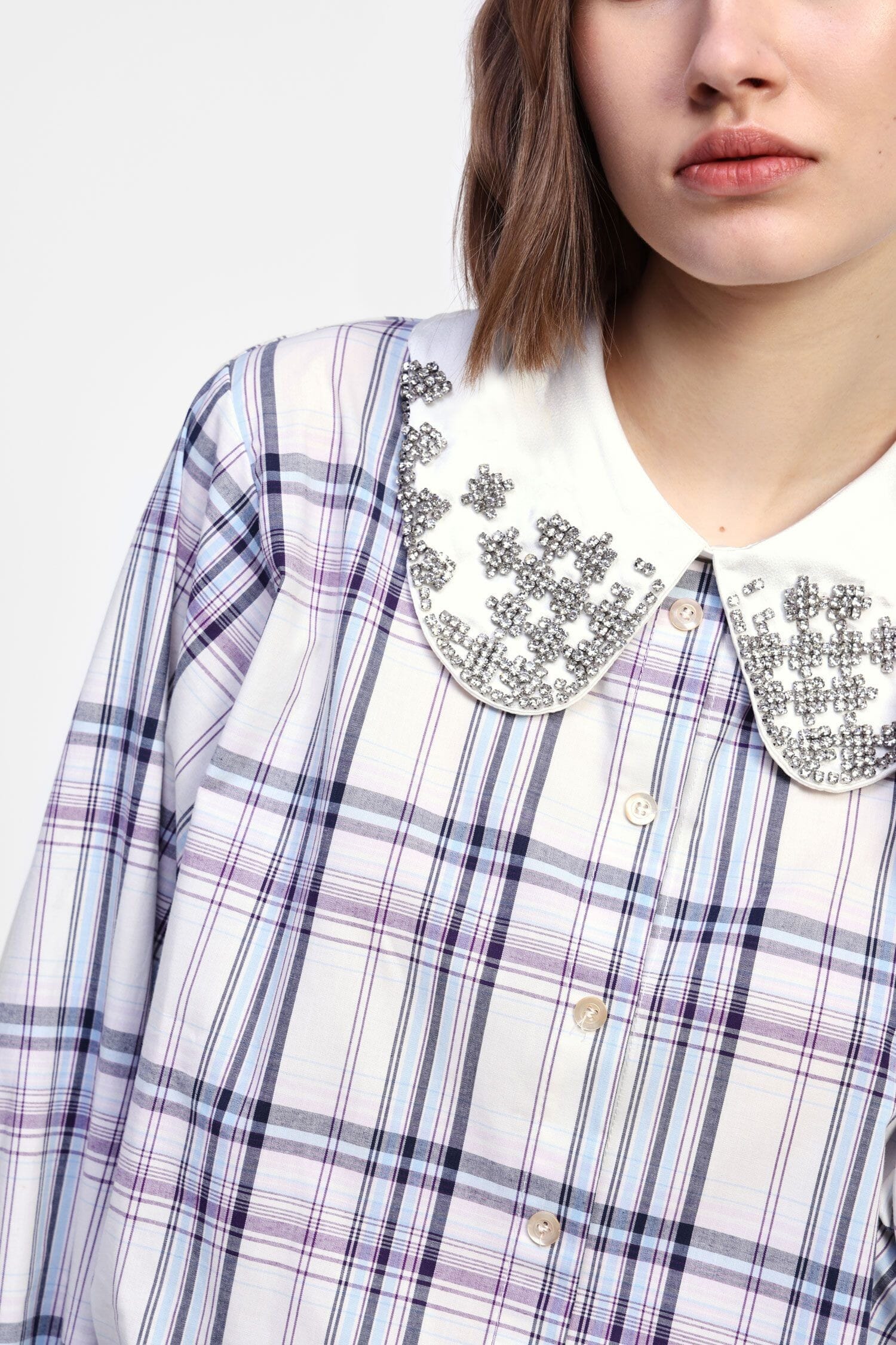 Check Shirt With Wide Decorated Collar Dixie