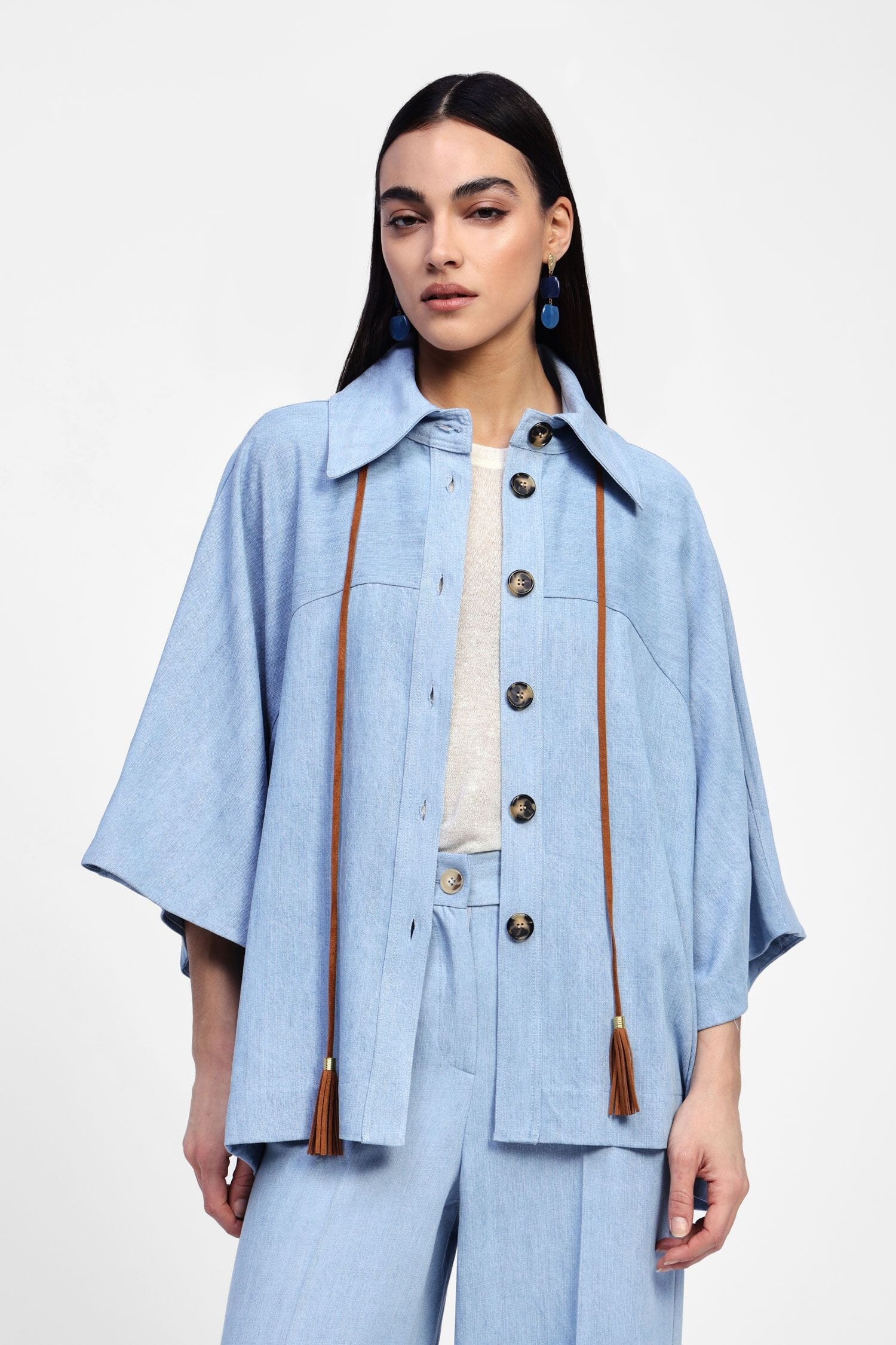 Camicia In Denim Con Colletto A Punta E Nappe Dixie