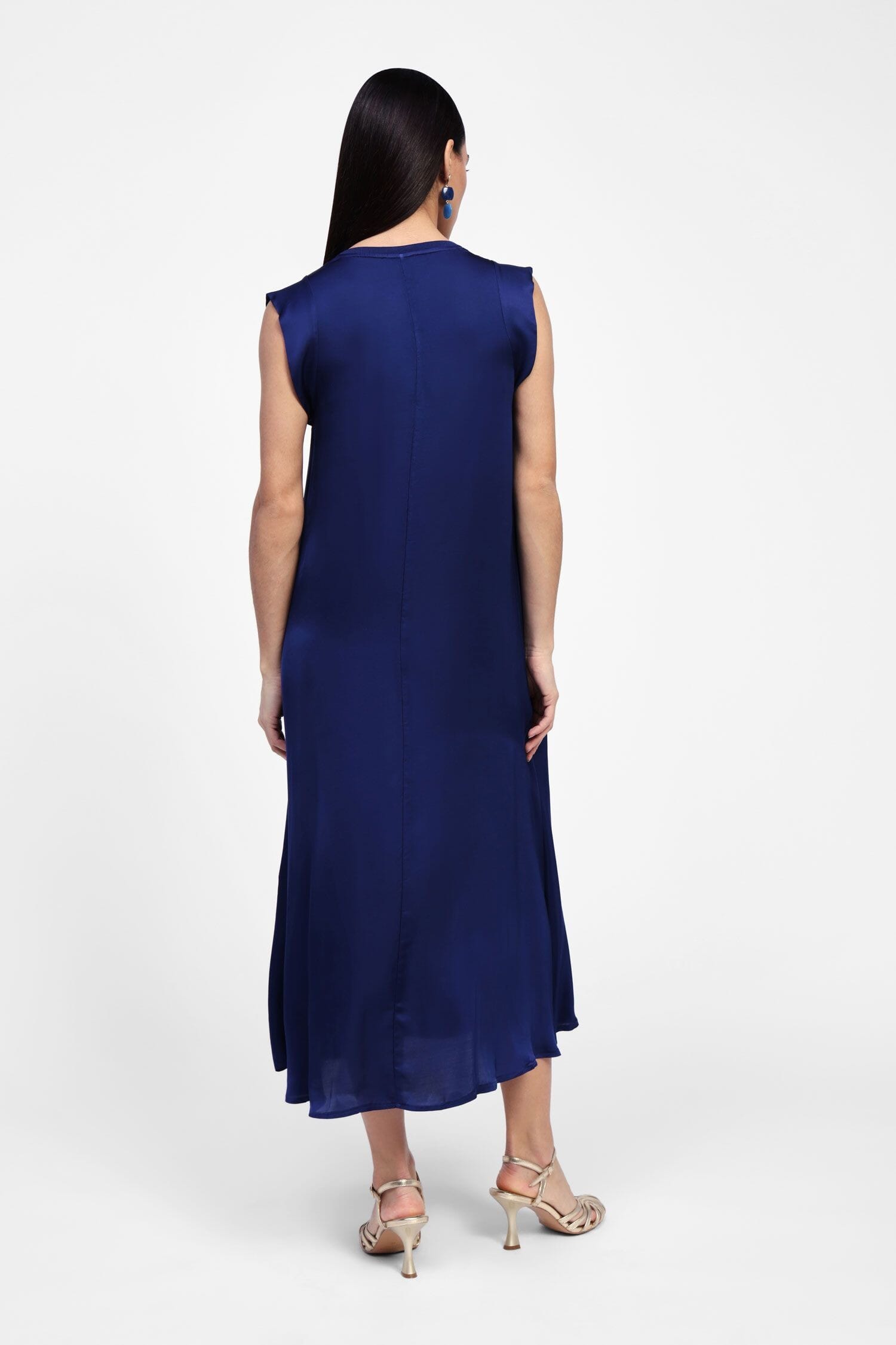 Abito Fluido Scollo A V Senza Maniche Dixie