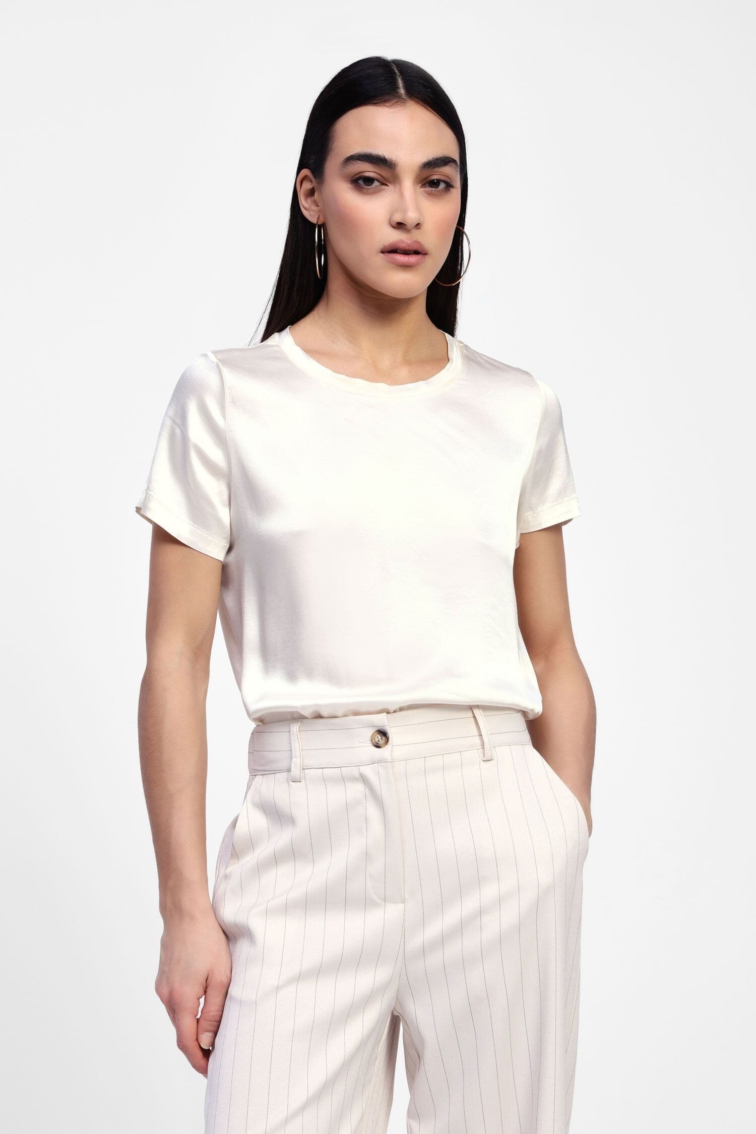 Dixie Short-Sleeved Satin T-Shirt