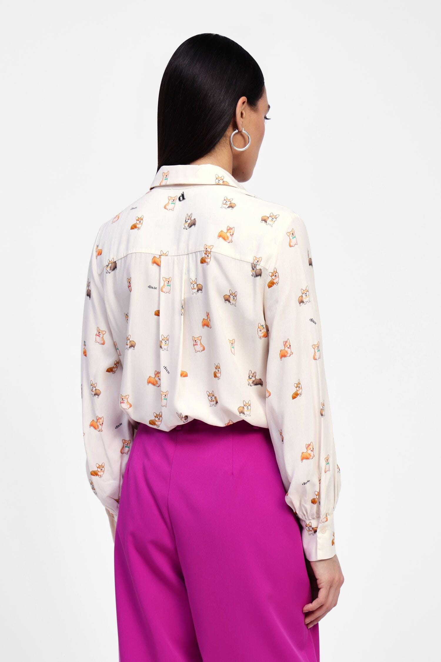 Camicia Stampa Corgie Con Colletto Classico Dixie