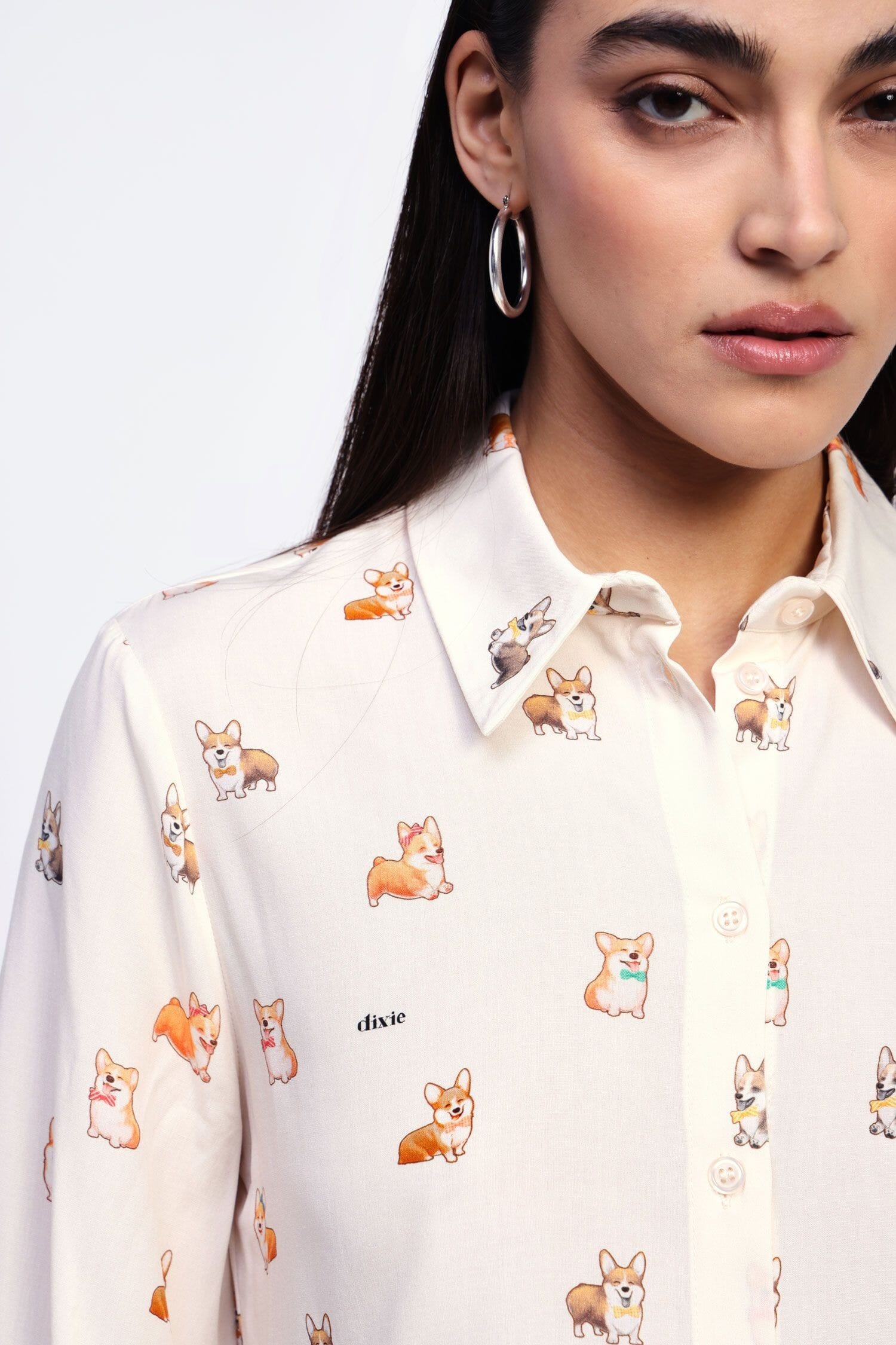 Camicia Stampa Corgie Con Colletto Classico Dixie