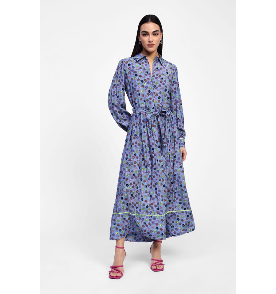 Spaghetti Straps Azzurro Cielo A-Line Corsetto Prom Dress Con Fiori - Foto 7