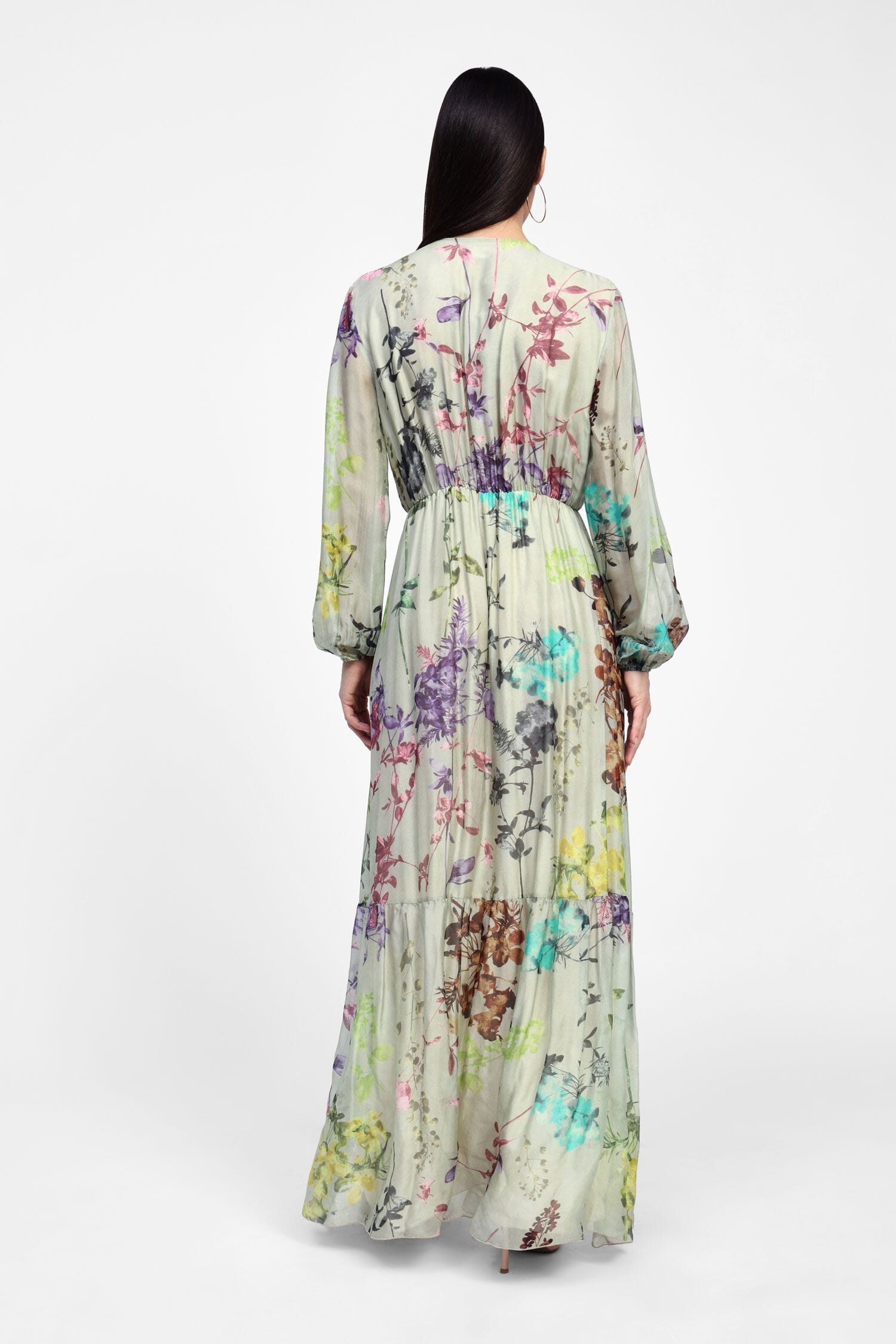 Abito Lungo Floreale Con Maniche Lunghe Dixie