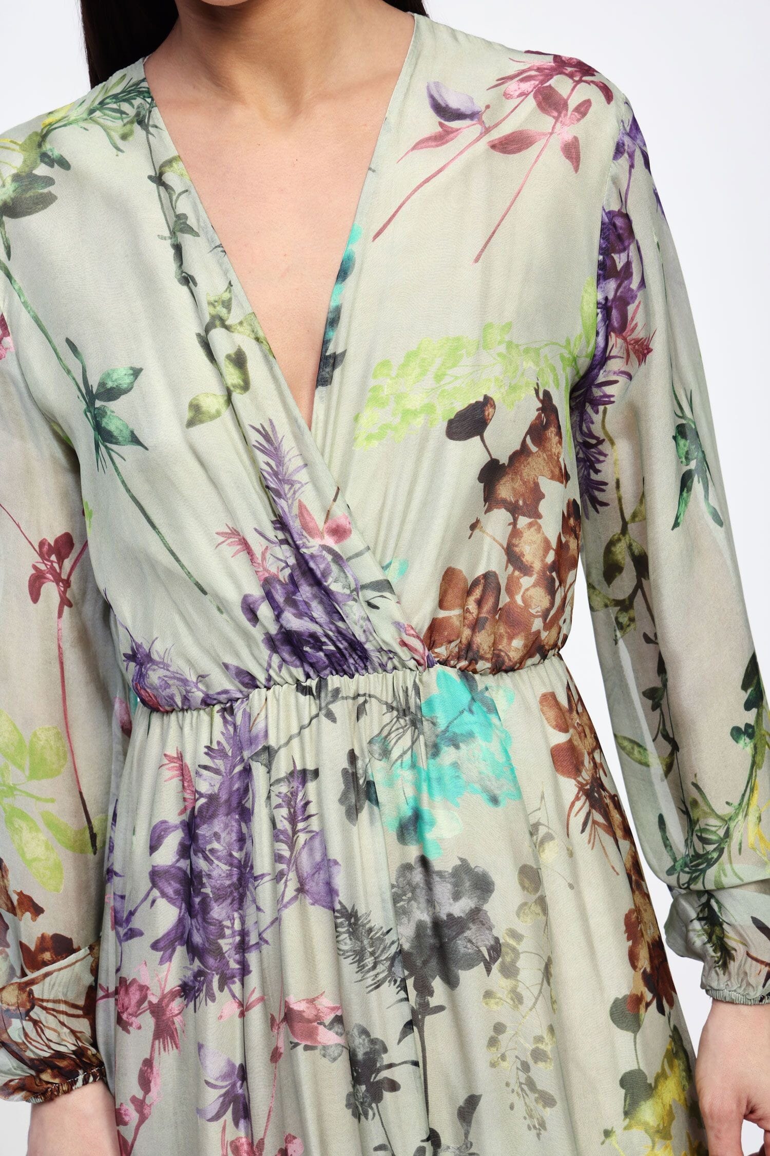 Abito Lungo Floreale Con Maniche Lunghe Dixie