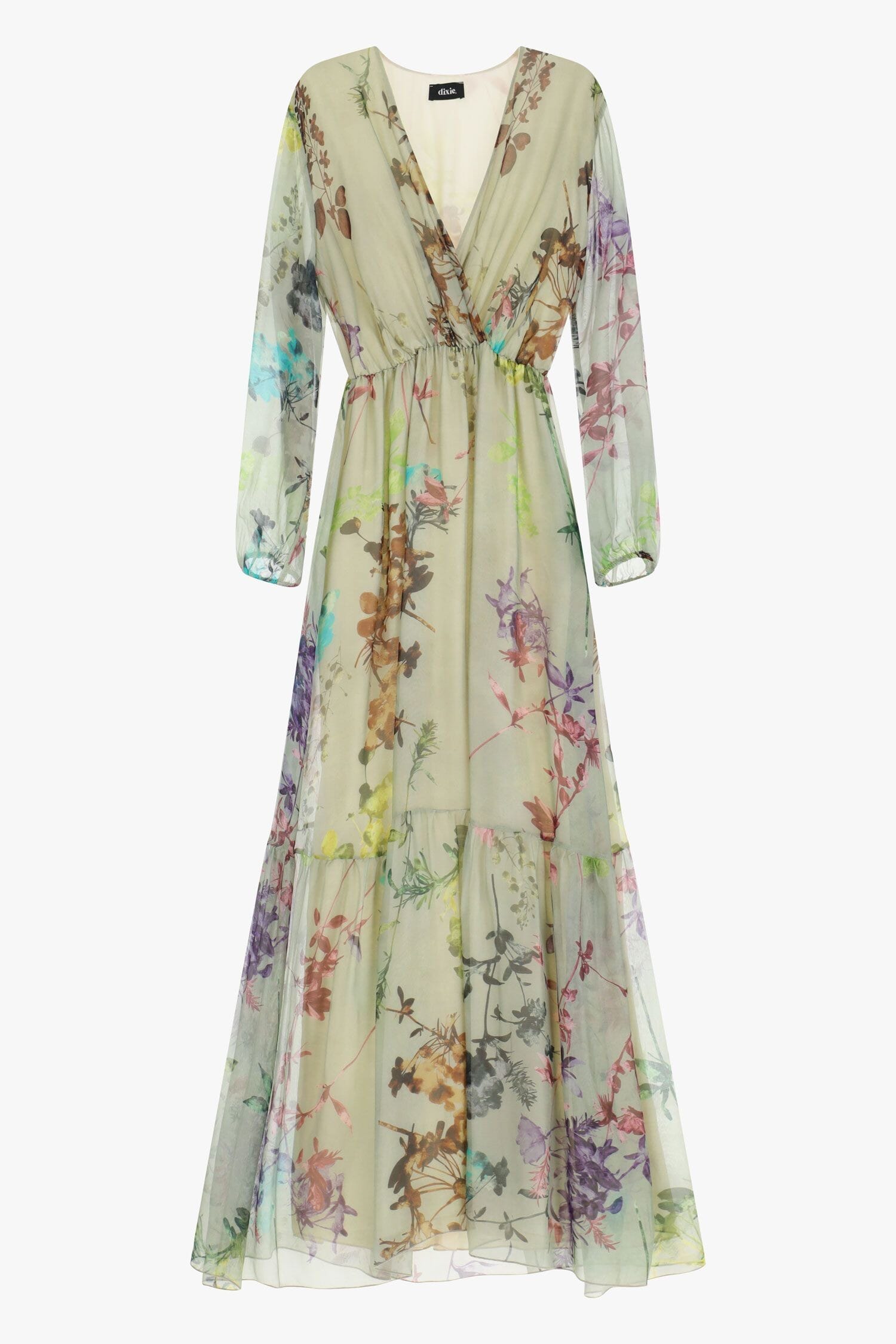 Abito Lungo Floreale Con Maniche Lunghe Dixie