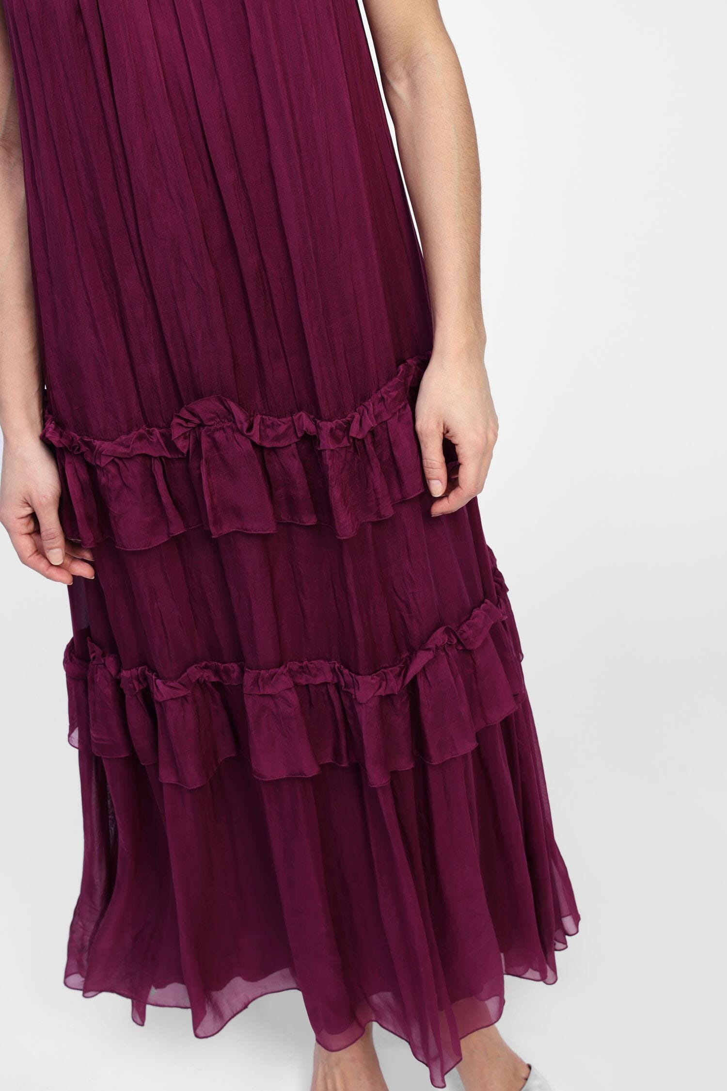 Robe longue à fines bretelles et volants Dixie