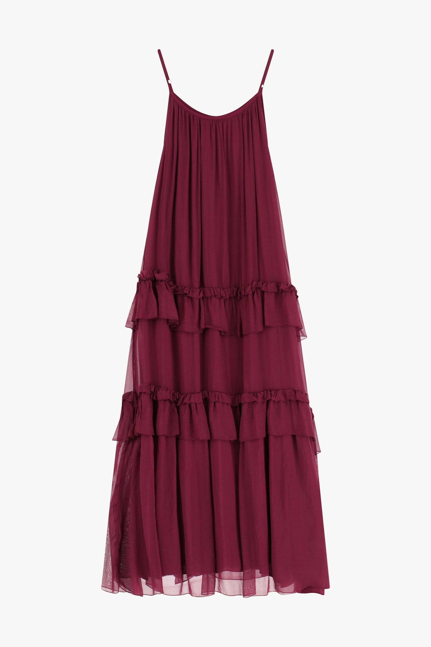 Robe longue à fines bretelles et volants Dixie