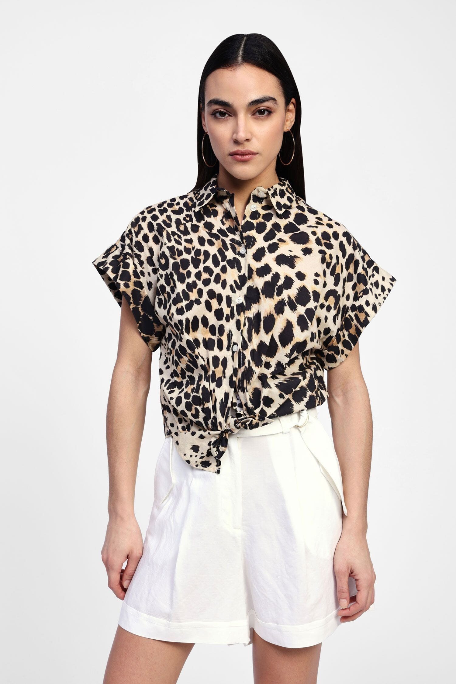 Camicia A Maniche Corte Stampa Animalier Dixie