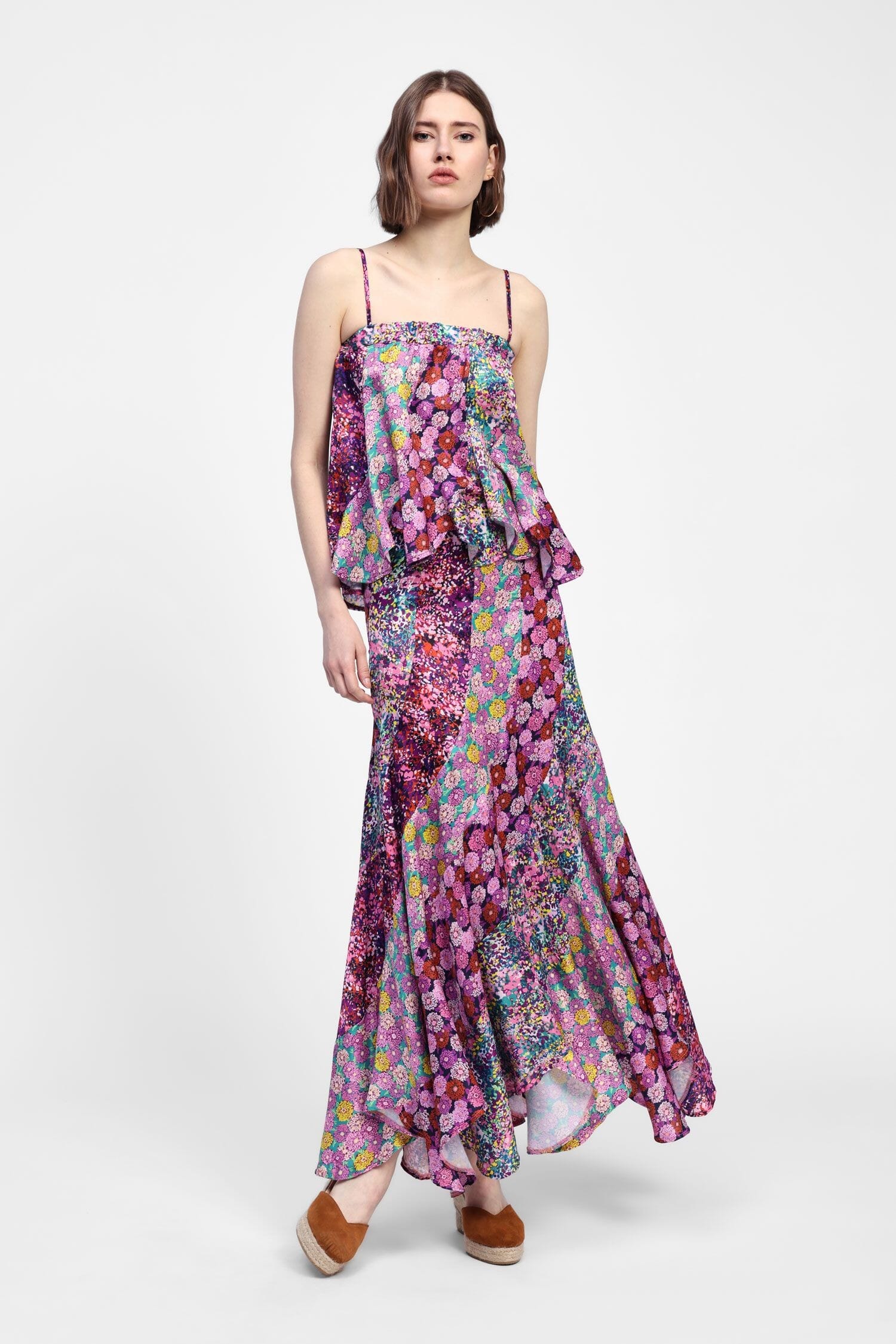 Dixie Flounced Printed Long Skirt