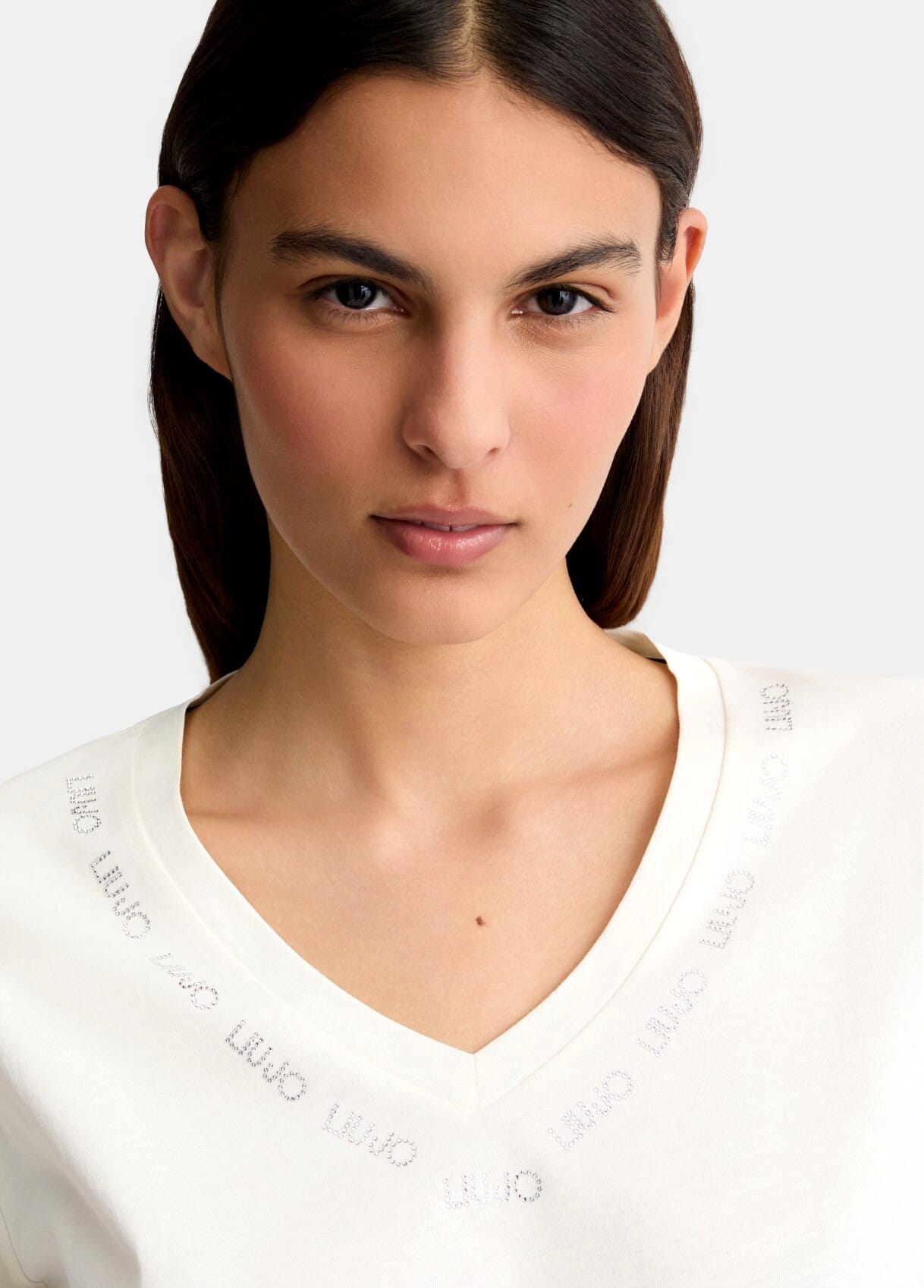 T-Shirt Con Logo E Strass Liu Jo